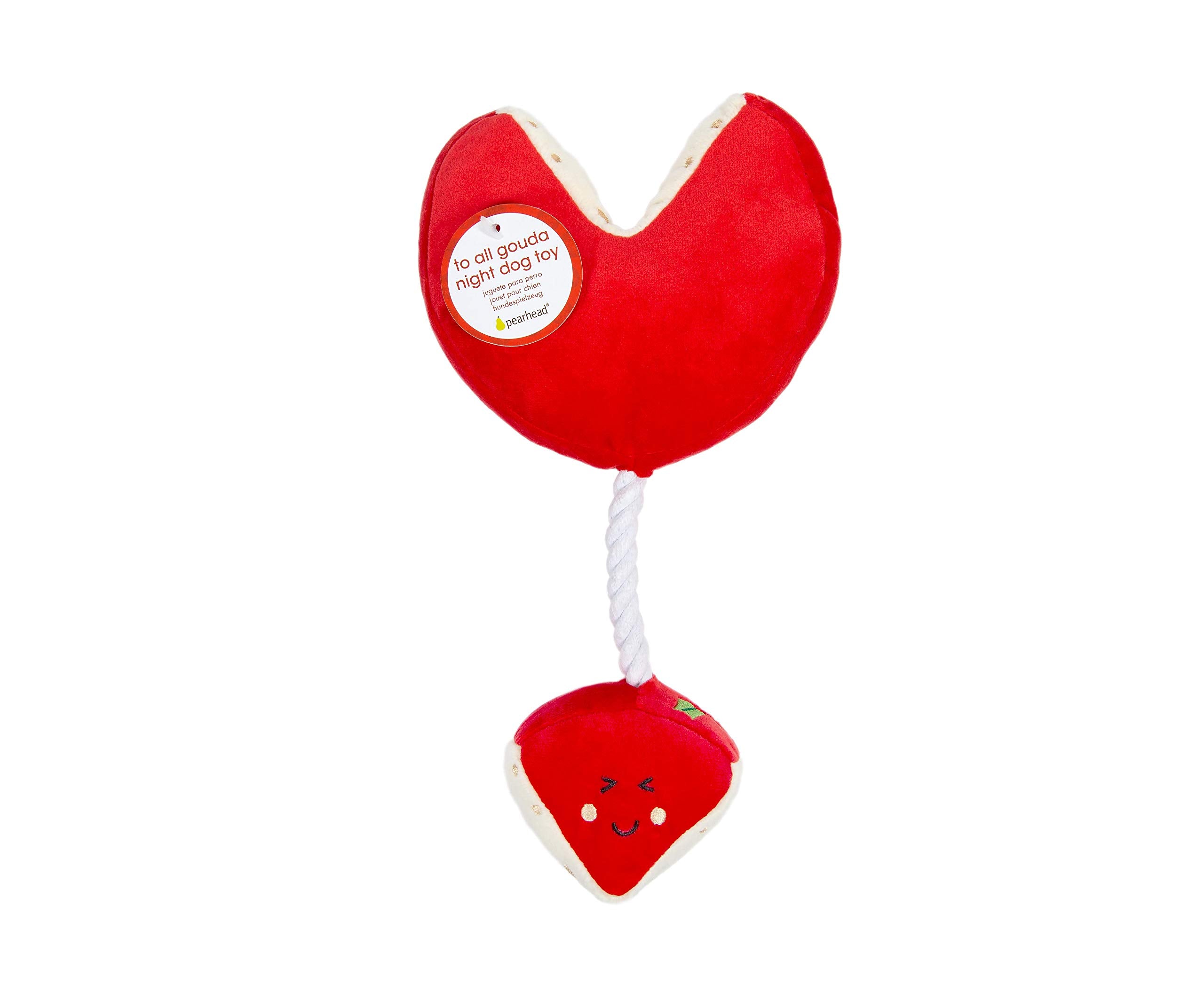 Pearhead Christmas Dog Toy, to All a Gouda Night Cheese Wheel Toy, Holiday Dog Rope Toy, Pet Stocking Stuffer