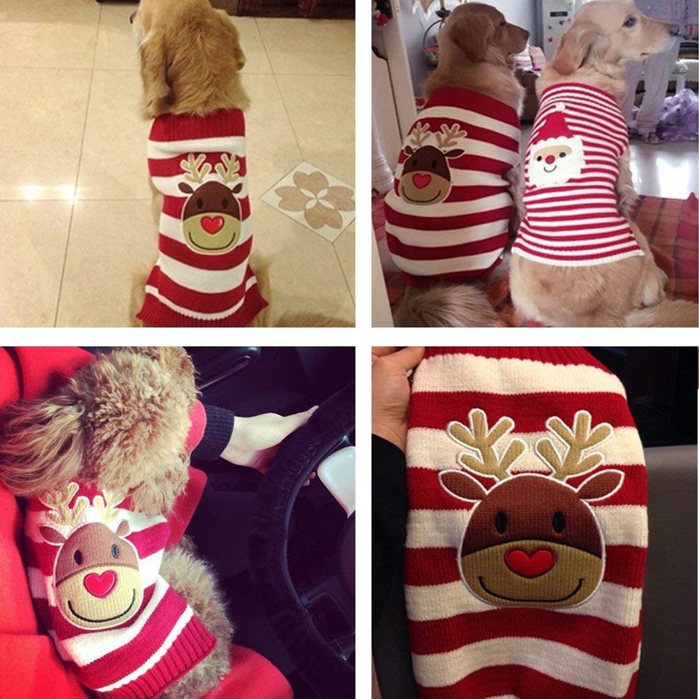 BOBIBI Dog Sweater Christmas Pet Cat Winter Knitwear Warm Clothes
