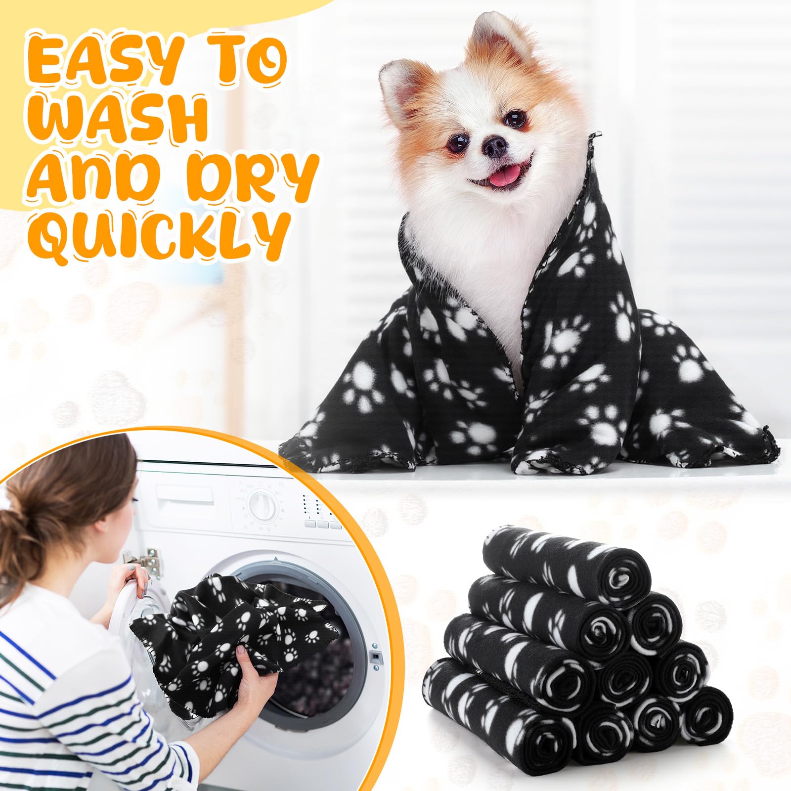 Tatuo 10 Pieces Pet Blankets With Paw Print Dog Cat Fleece Blankets Soft Warm Sleep Mat Pad Bed Cover For Kitten Puppy And Other