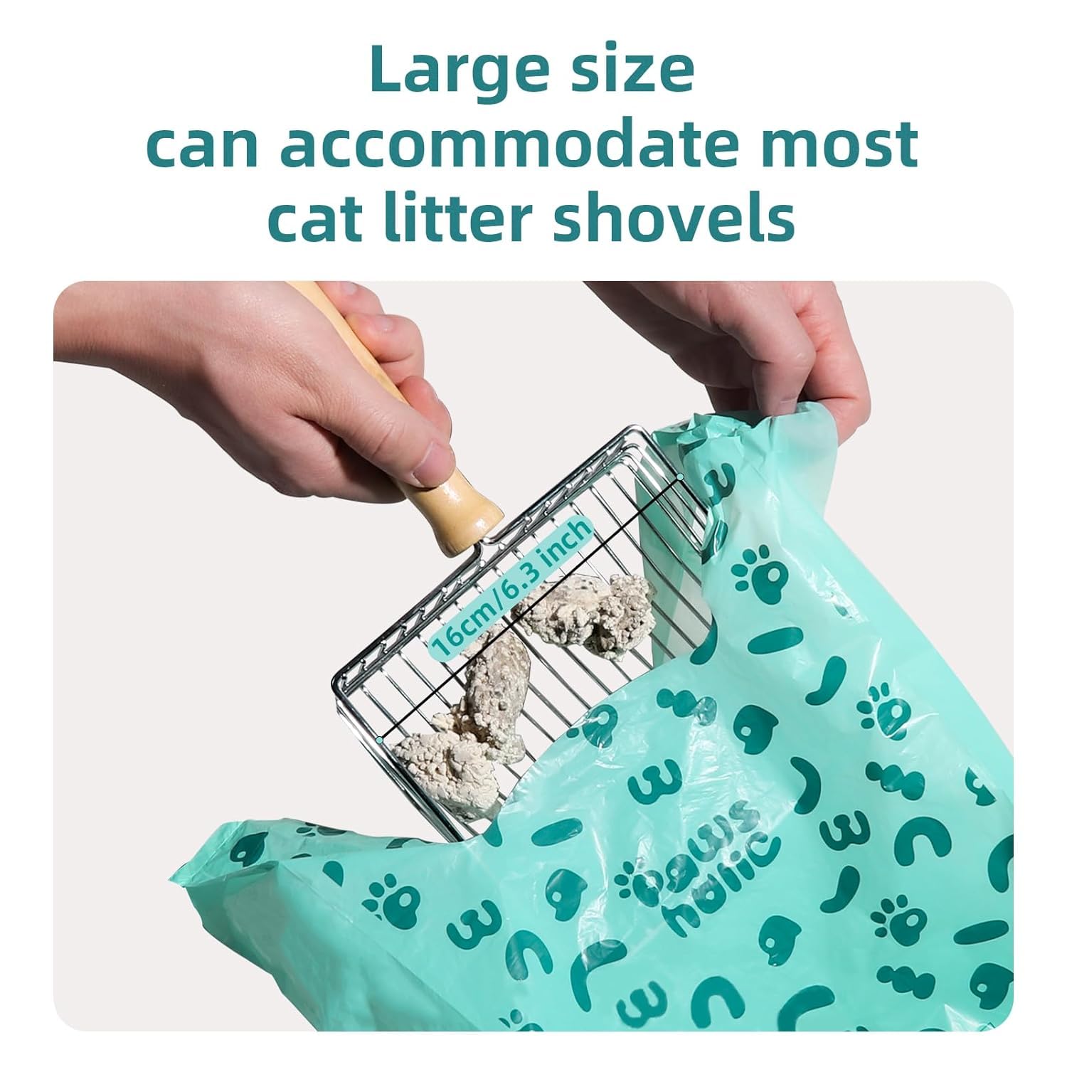 PAWSHOLIC Cat Litter Bags Cat Poop Bags with Handle, 360 Counts, Cornstarch Based Extra Thick&Leak-Proof Easy Tie Pet Waste Pick