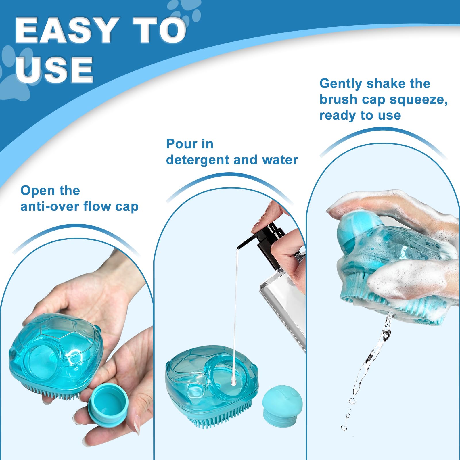 Idqquqq 3Pcs Dog Bath Brush, Dog Shampoo Brush, Dog Scrubber For Bath,Dog Bath Products Are Suitable For Short, Long Haired Dogs