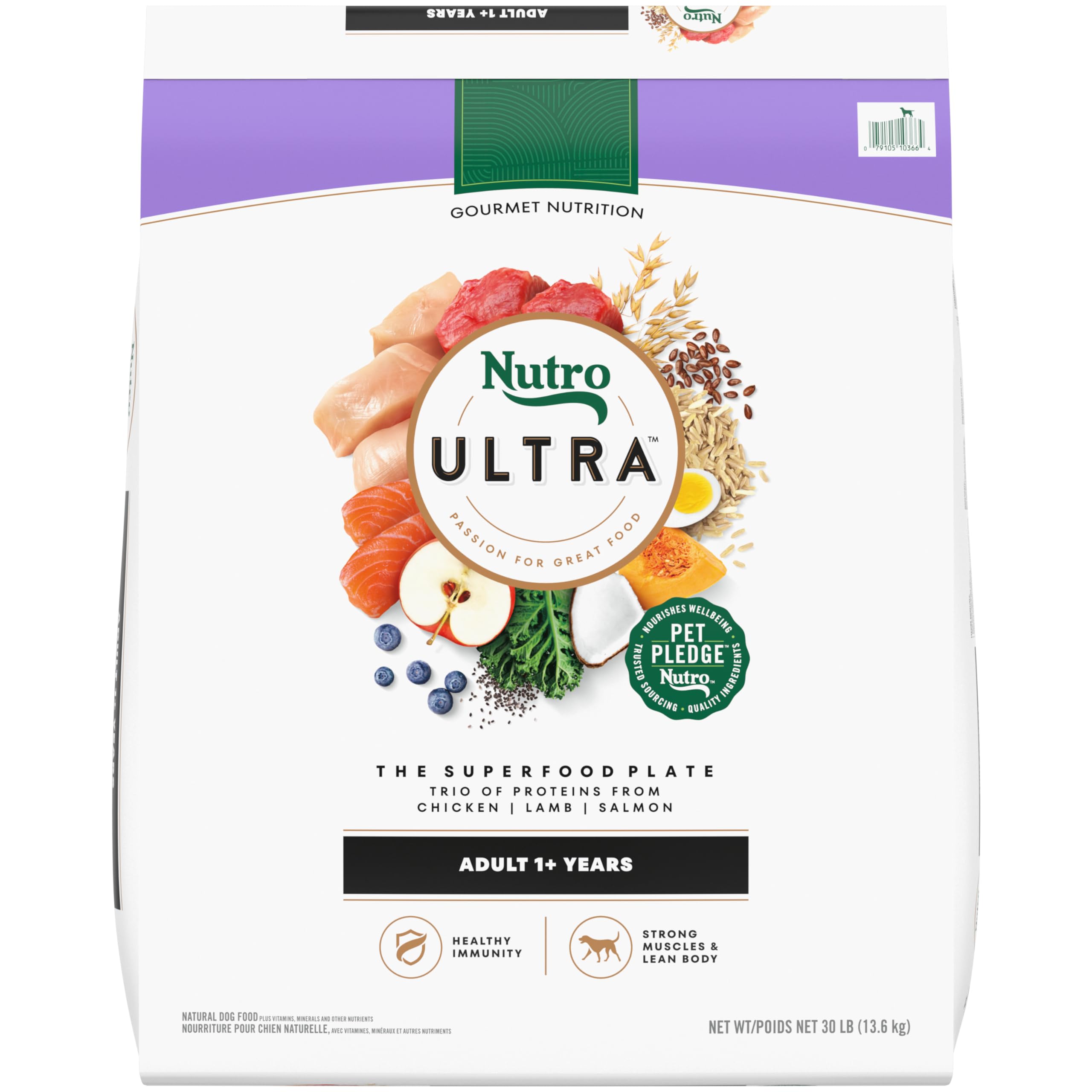Nutro Ultra Adult Dry Dog Food with a Trio of Proteins from Chicken, Lamb and Salmon, 30 lb. Bag