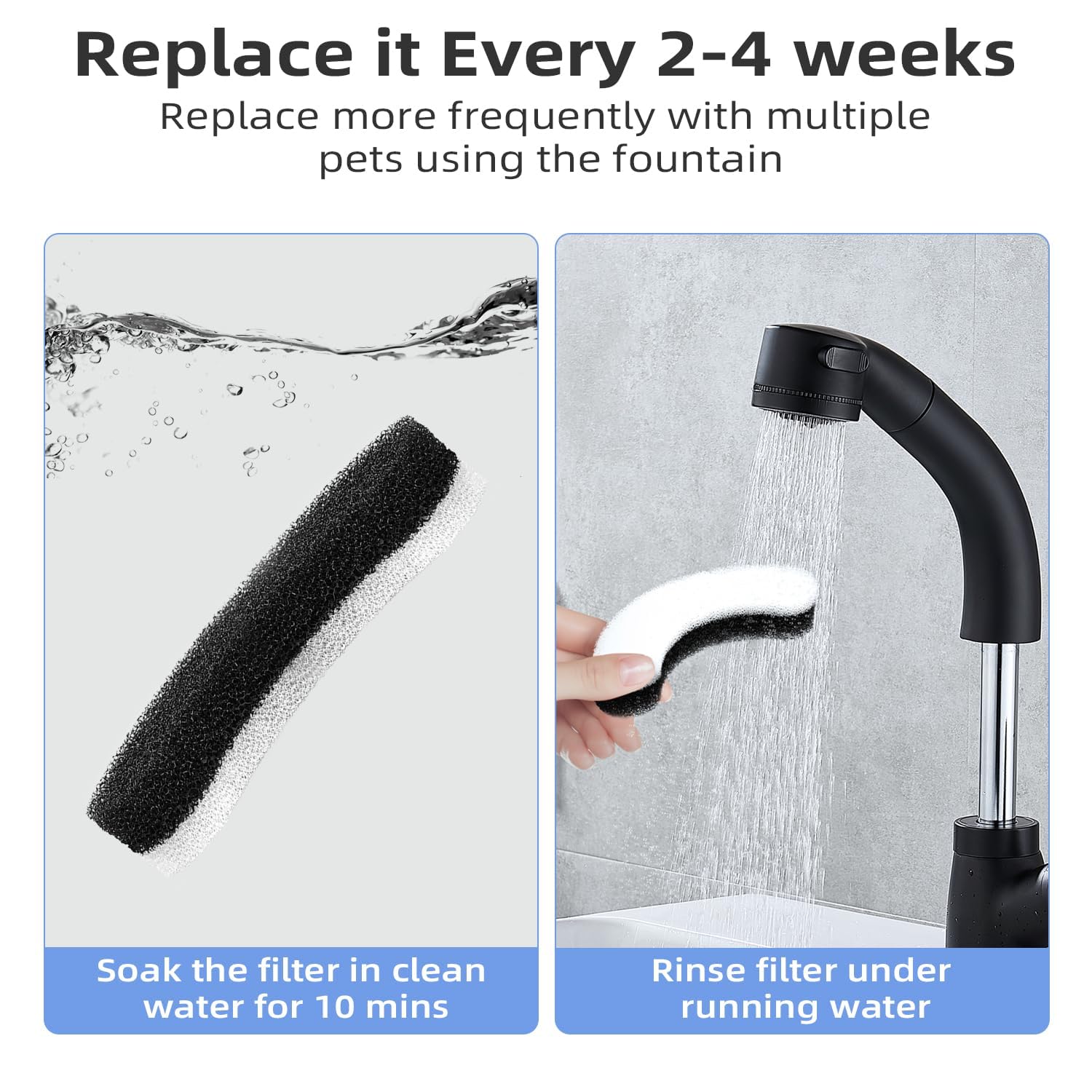 Compatible with DF10 & DF30 Automatic Pet Water Dispenser, Water Filter Replacement, Carbon Cat Water Fountain Filters, Triple F