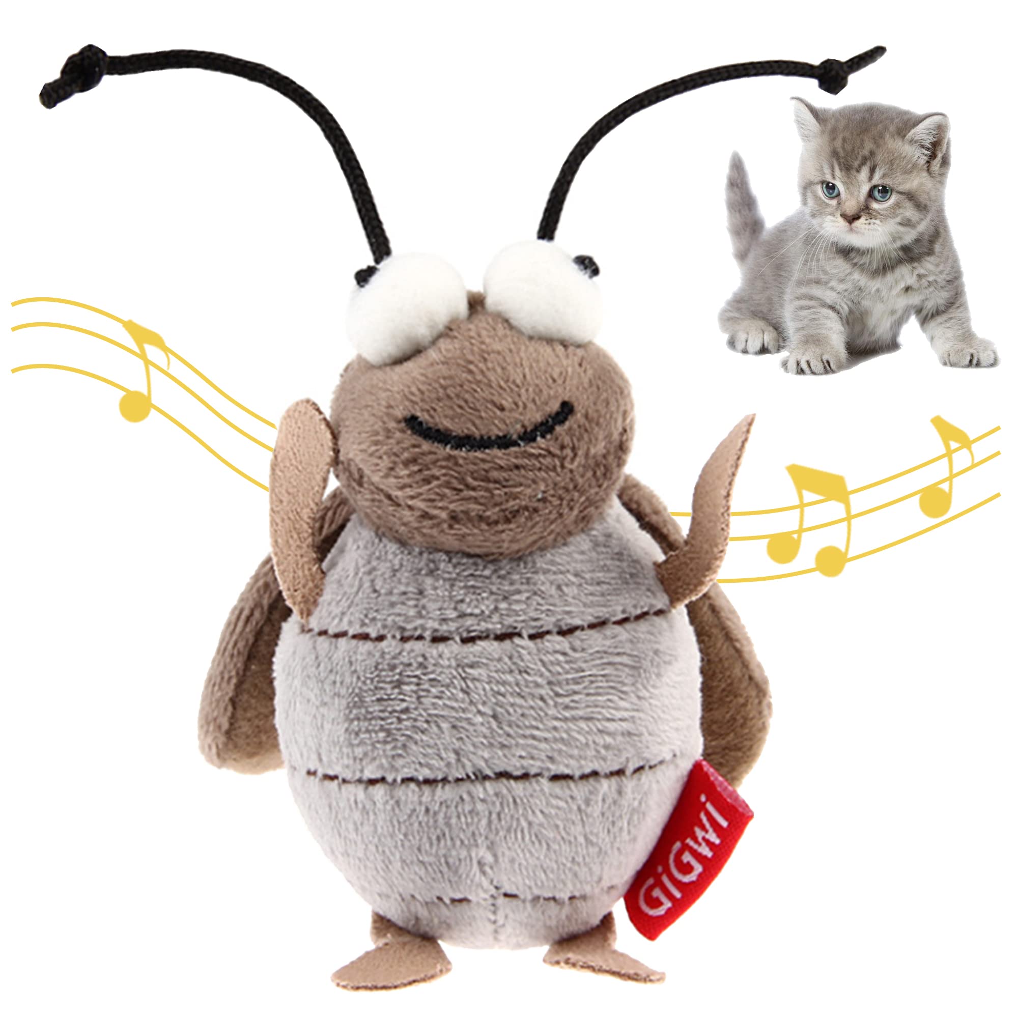 Gigwi Interactive Cricket Cat Toy, Automatic Cricket Squeaky Cat Toys, Play And Squeak Electronic Cricket Toy For Cats Kitten In