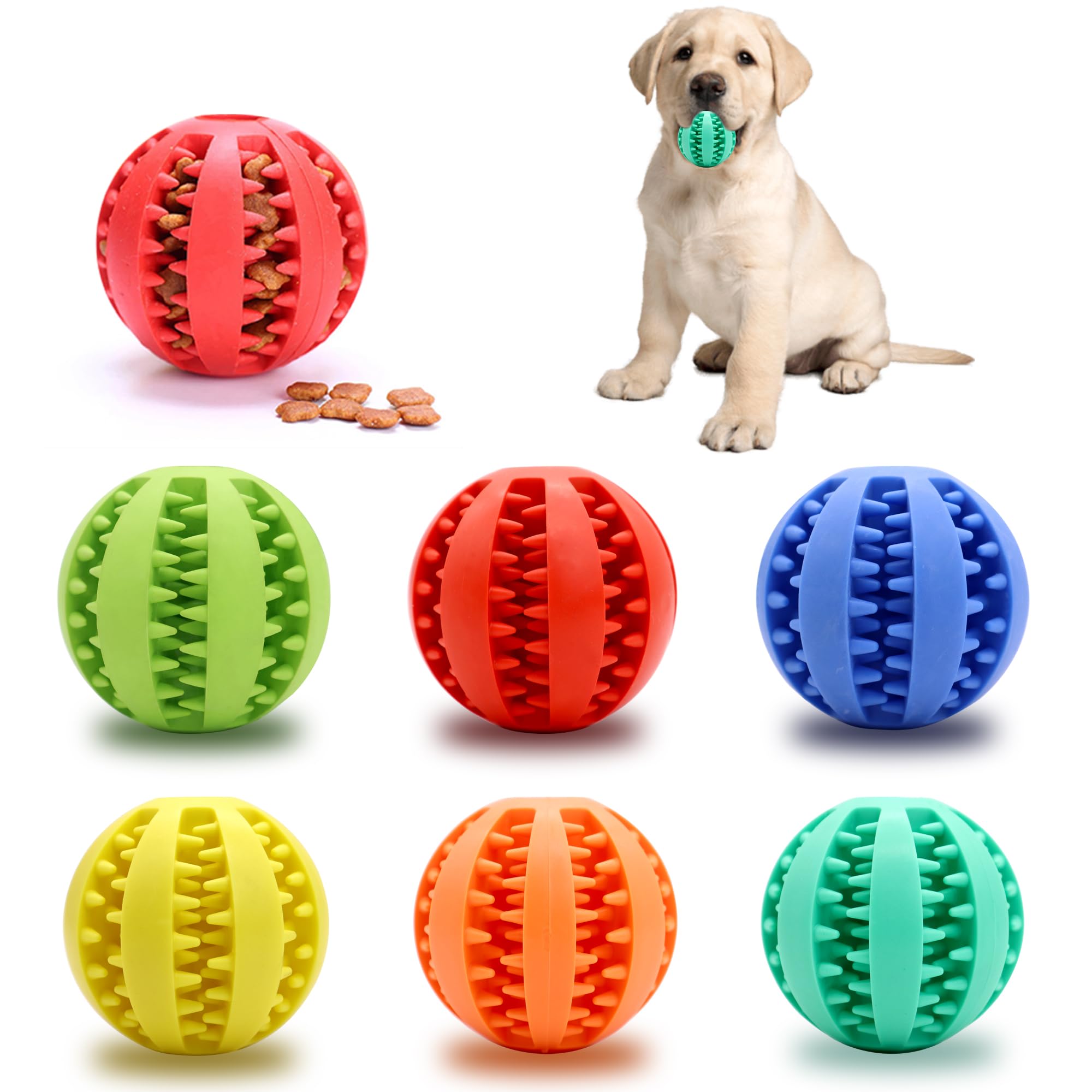 Interactive Dog Treat Ball Toys for Aggressive Chewers Teething Toys to Keeping Them Busy Dogs Balls Food Treats Feeder Chew Bal