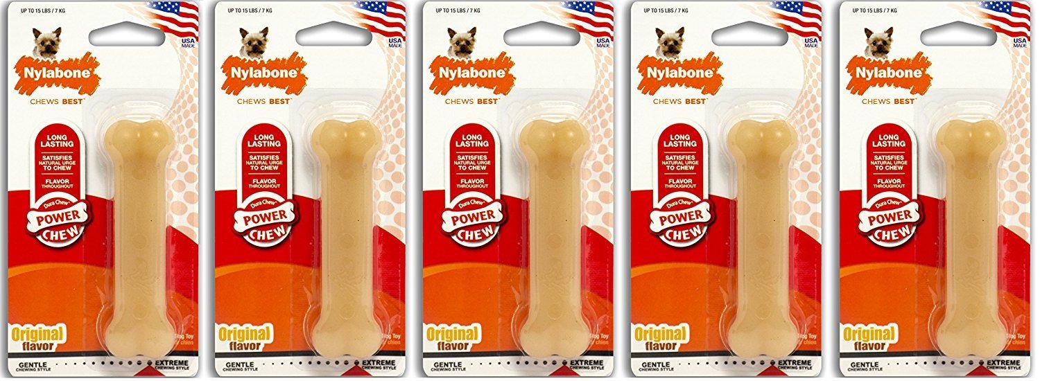 Nylabone (5 Pack) Dura Chew Original Flavored Bone Dog Chew Toys - Size Petite