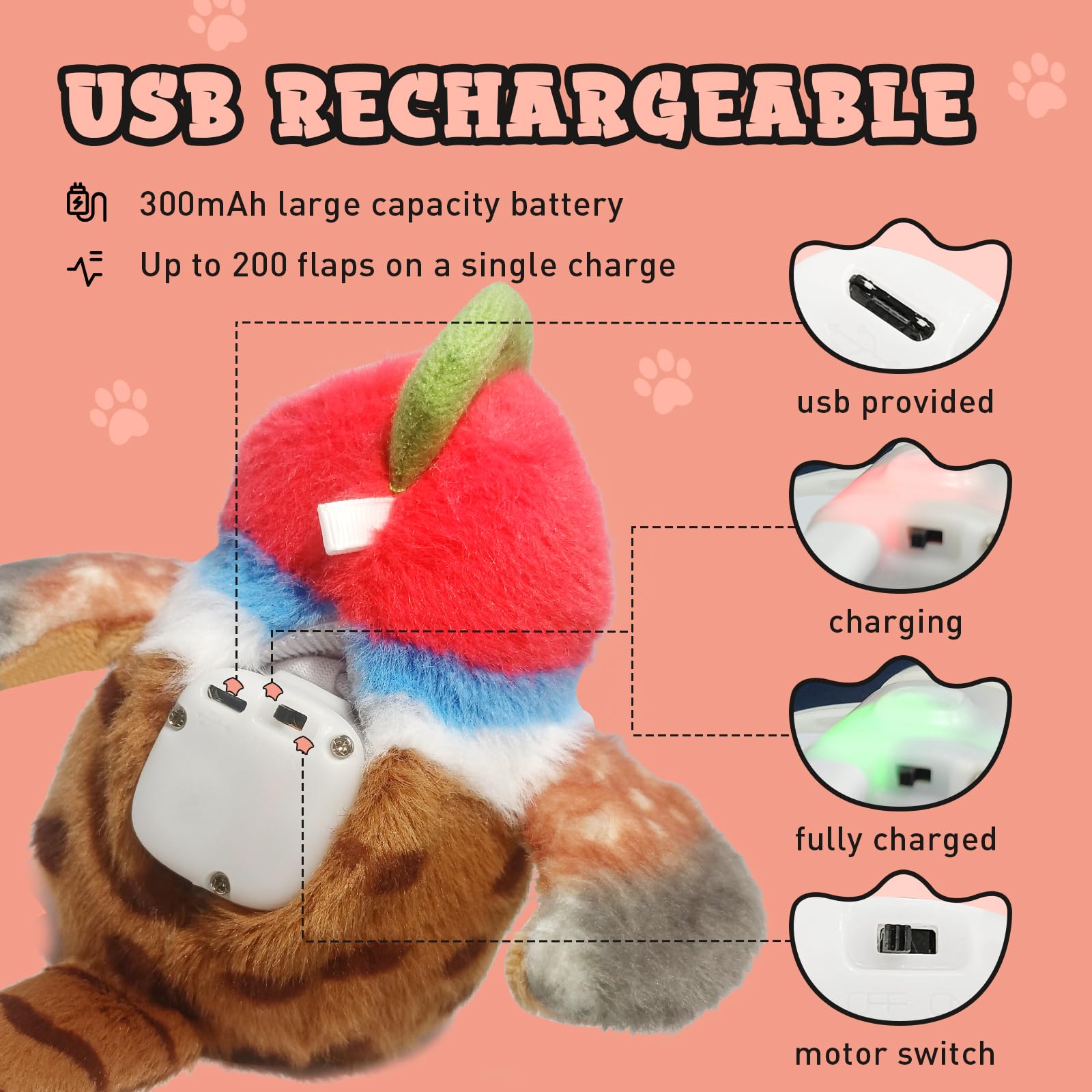 Buntyjoy Cat Toys, Flapping Wings Cute Pheasant, No Flying, Chirping Bird Interactive Catnip Toy For Kitten Or Small Dogs, Touch