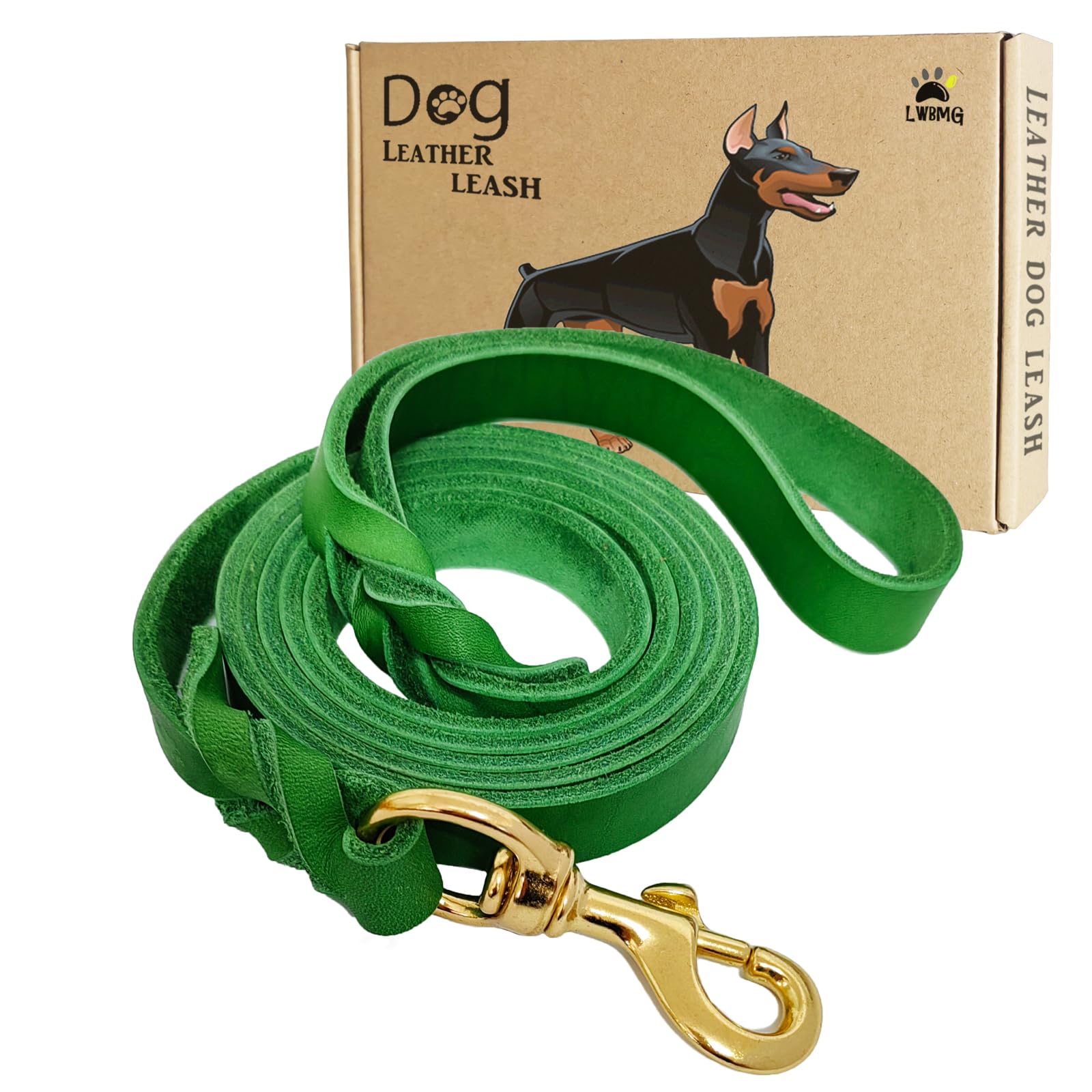Lwbmg Leather Dog Leash 6Ft X 1/2 Inch, Heavy Duty Pet Leash, Strong Sturdy Genuine Leather Braided Dog Leashes, Soft And Comfor