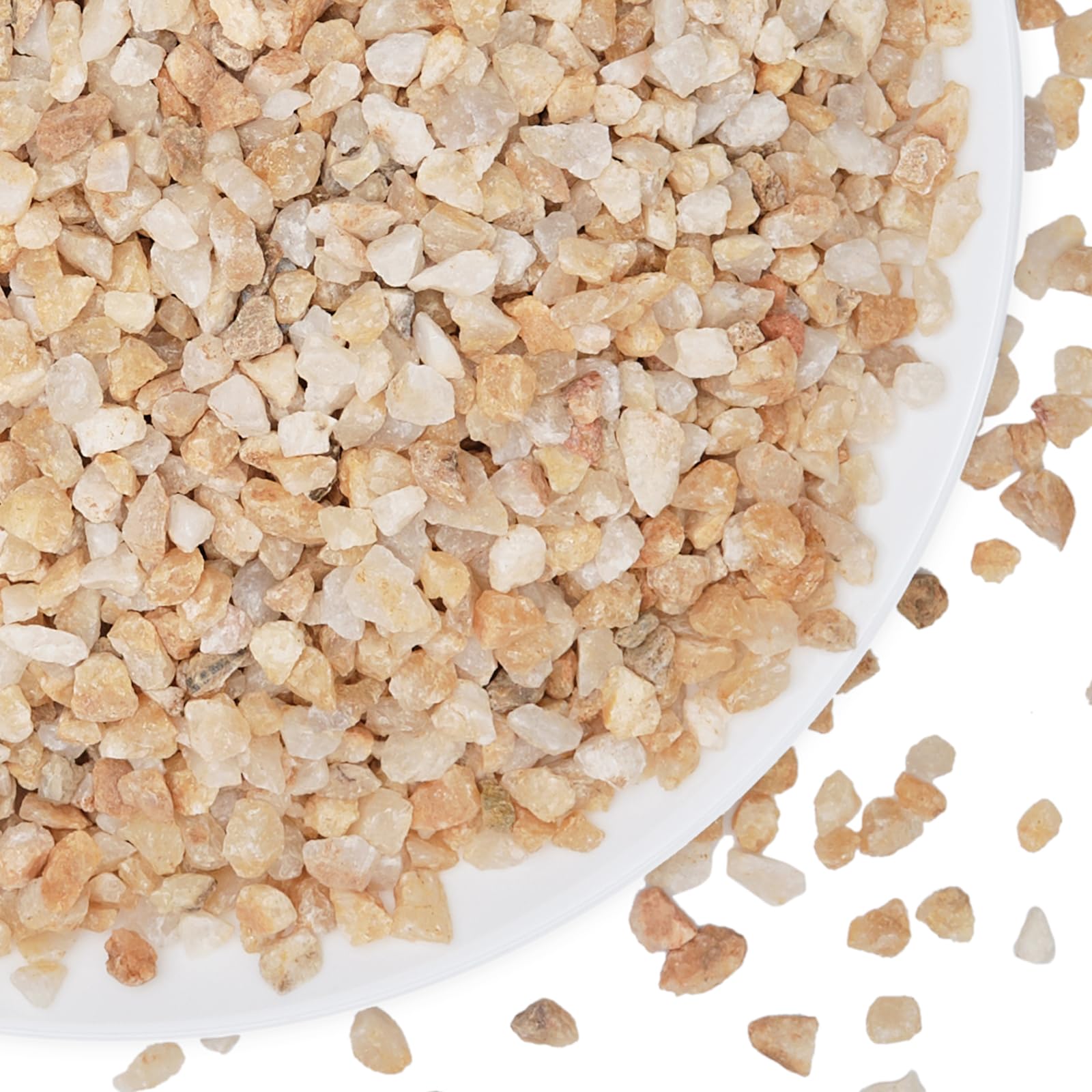 Pulovin 2.5 lbs Coarse Silica Sand for Indoor Plants, 1/5 Inch Natural Decorative Gravel for Vases, Aquariums, Terrarium, Fish T