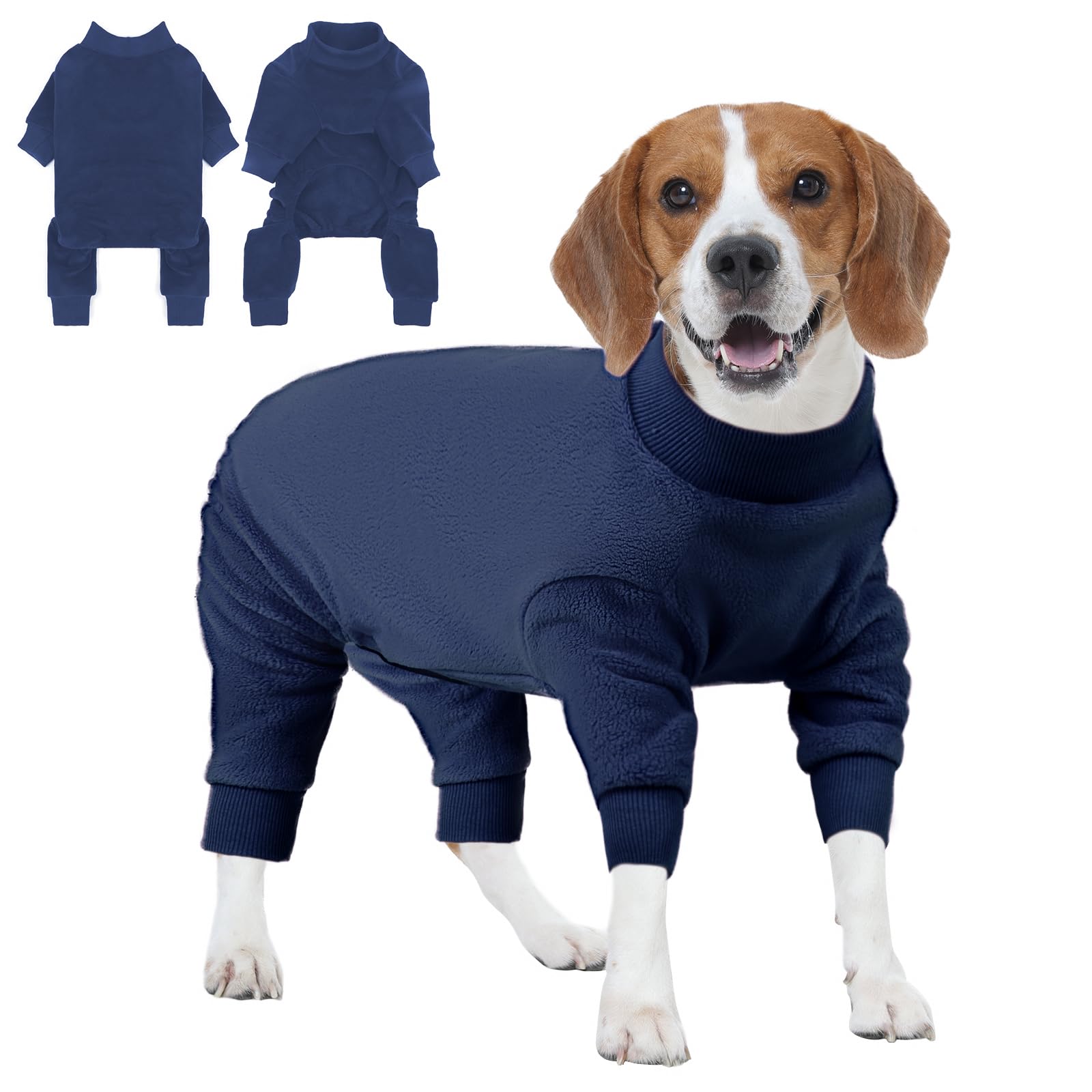 IECOii Dog Coat for Winter, Fleece Sweaters Warm Long Sleeve Jammies Indoor Outdoor, Stretchy Comfortable Onesie Doggie Pajamas 