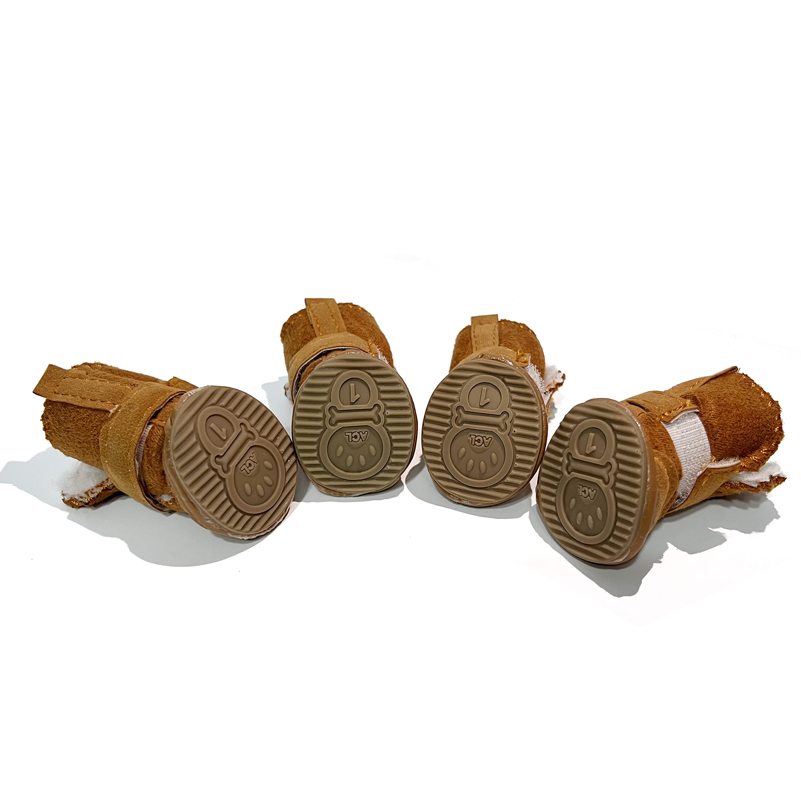 Dog Boots, Hiballball 4 Pcs Dog Shoes For Small Pets Dogs, Anti-Slip Snow Boots, Paw Protectors (Brown, Size3)