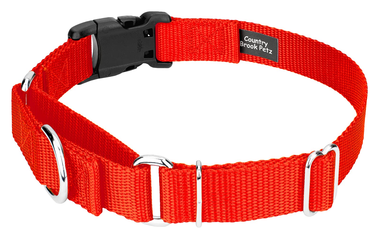 Country Brook Petz - Made In The Usa - Durable Nylon Martingale With Deluxe Buckle - 30+ Vibrant Color Options (Hot Orange, 5/8 Inch, Extra Small)
