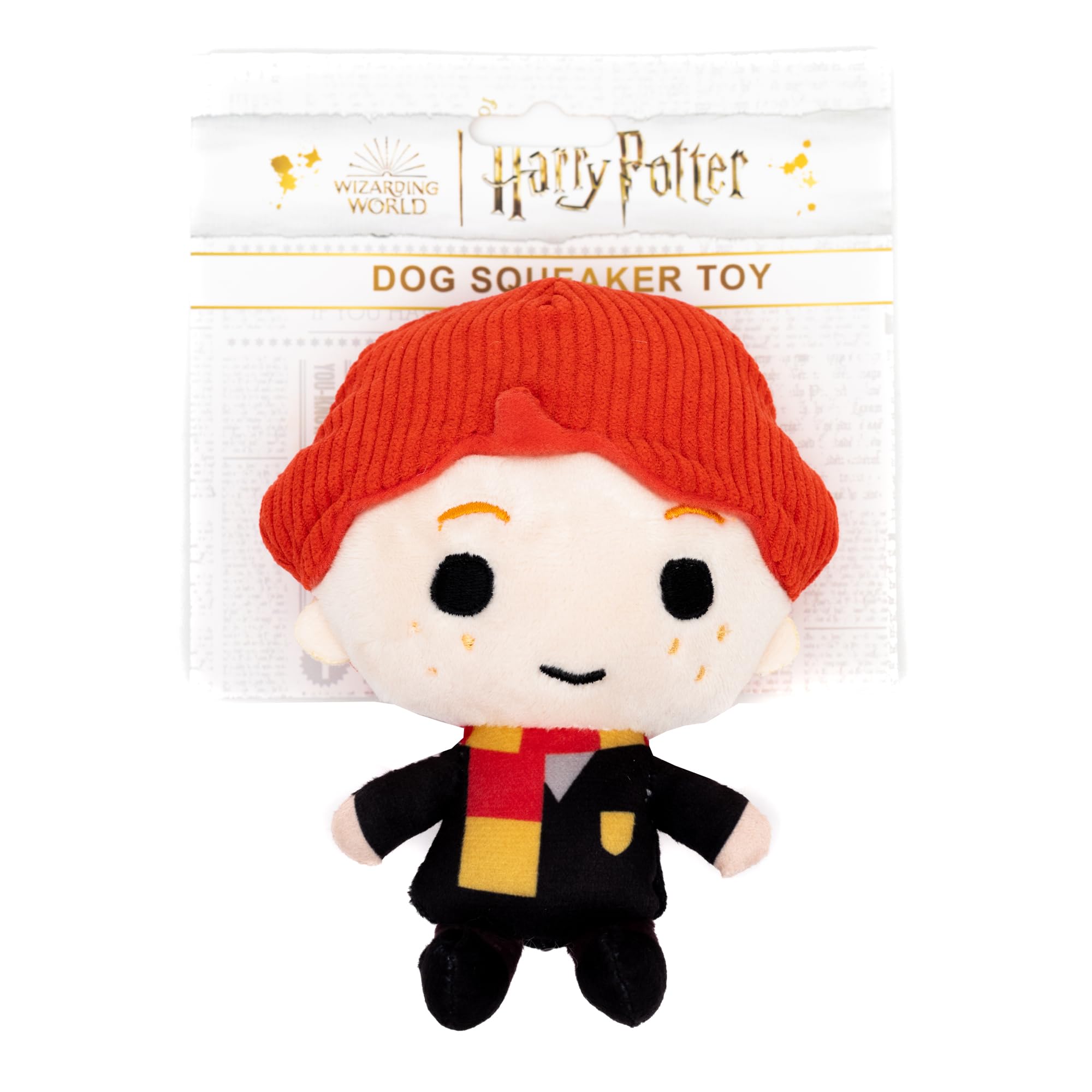 Buckle-Down The Wizarding World Of Harry Potter Squeaky Plush Dog Toy For Large, Medium & Small Dogs, Ron Weasley Standing Charm