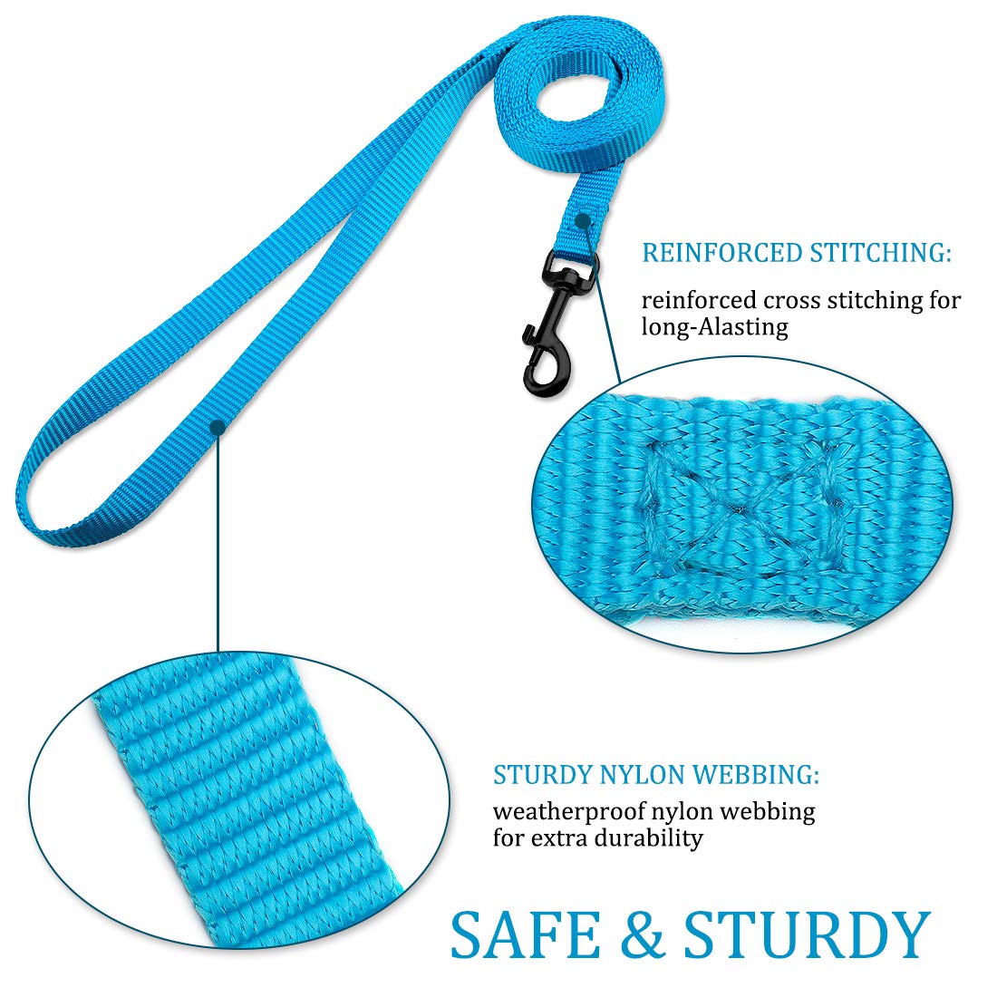 Doyoo 2 Pack Dog And Cat Leash With Easy To Use Collar Hook - Strong And Durable For Small And Medium Pets - Includes Collapsibl
