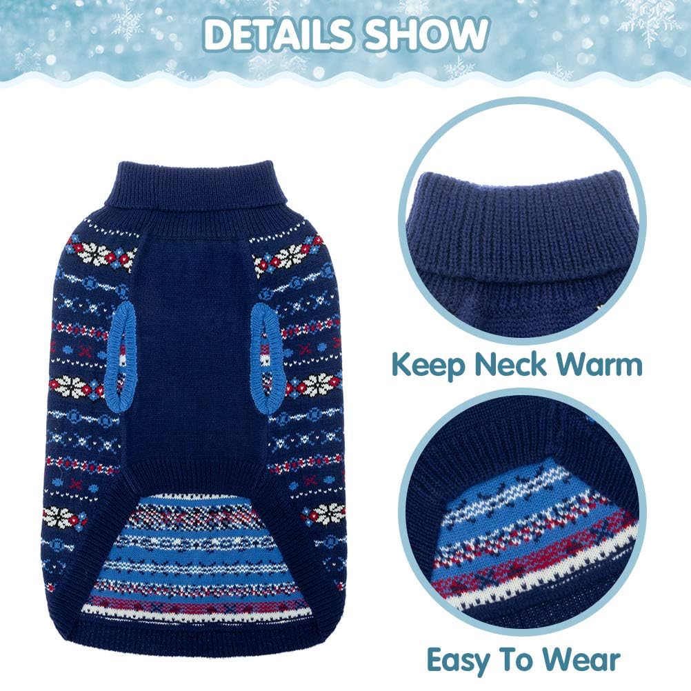 Bingpet Dog Sweaters For Large Dogs,Winter Dog Sweater Warm Clothes Boys Girls With Leash Hole,Classic Snowflake Doggy Knitwear
