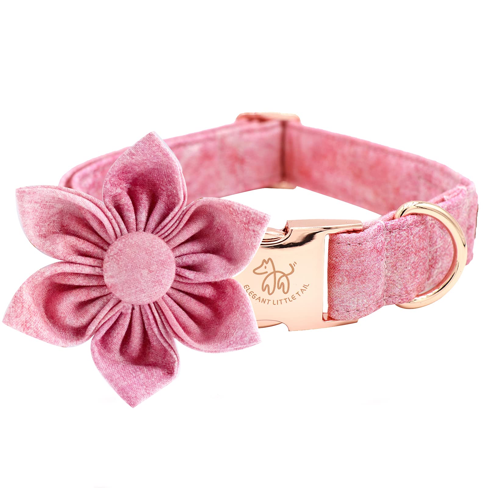 Elegant Little Tail Pink Girl Dog Collar For Female Dogs, Pet Collar Adjustable Dog Collars With Flower Gift For Large Dogs