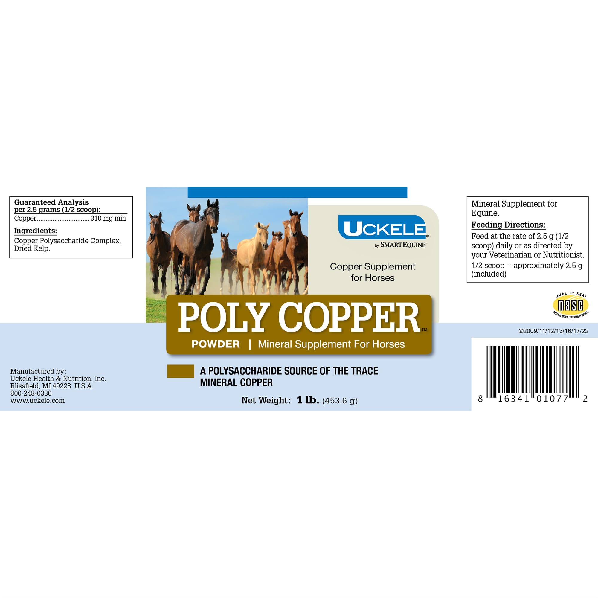 Uckele by SmartEquine Poly Copper | Equine Horse Coat Supplements for Skin | Vitamins & Minerals Supplements for Horses Bones an