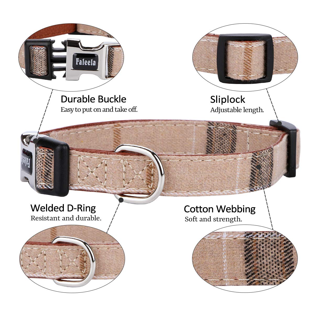 Faleela Soft &Comfy Bowtie Dog Collar,Detachable And Adjustable Bow Tie Collar,For Small Medium Large Pet (S, Brown)