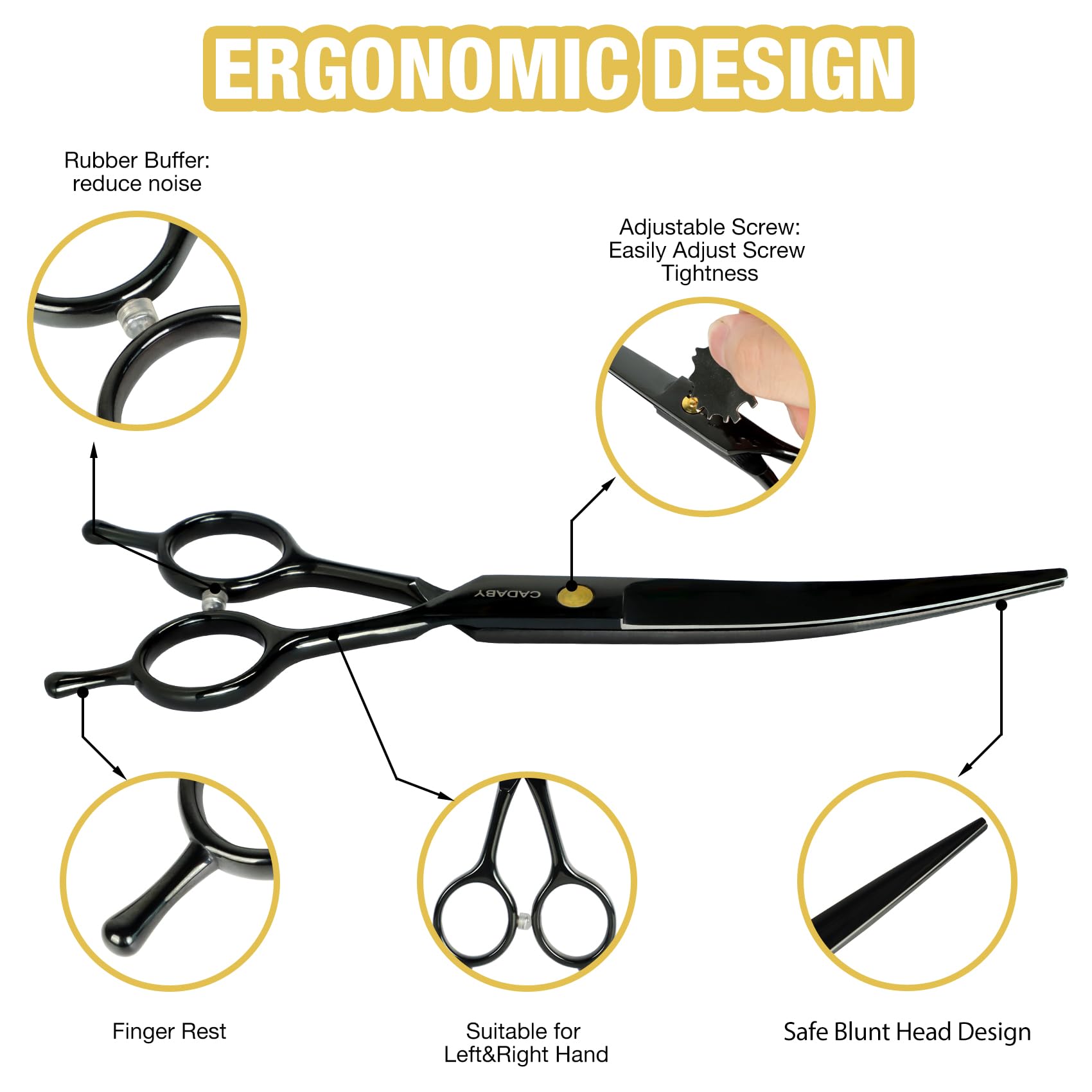 Cadaby Dog Grooming Scissors Kit With Blunt Tips, 5 In 1 Professional Dog Shears For Grooming, 4Cr Stainless Steel Pet Scissors,