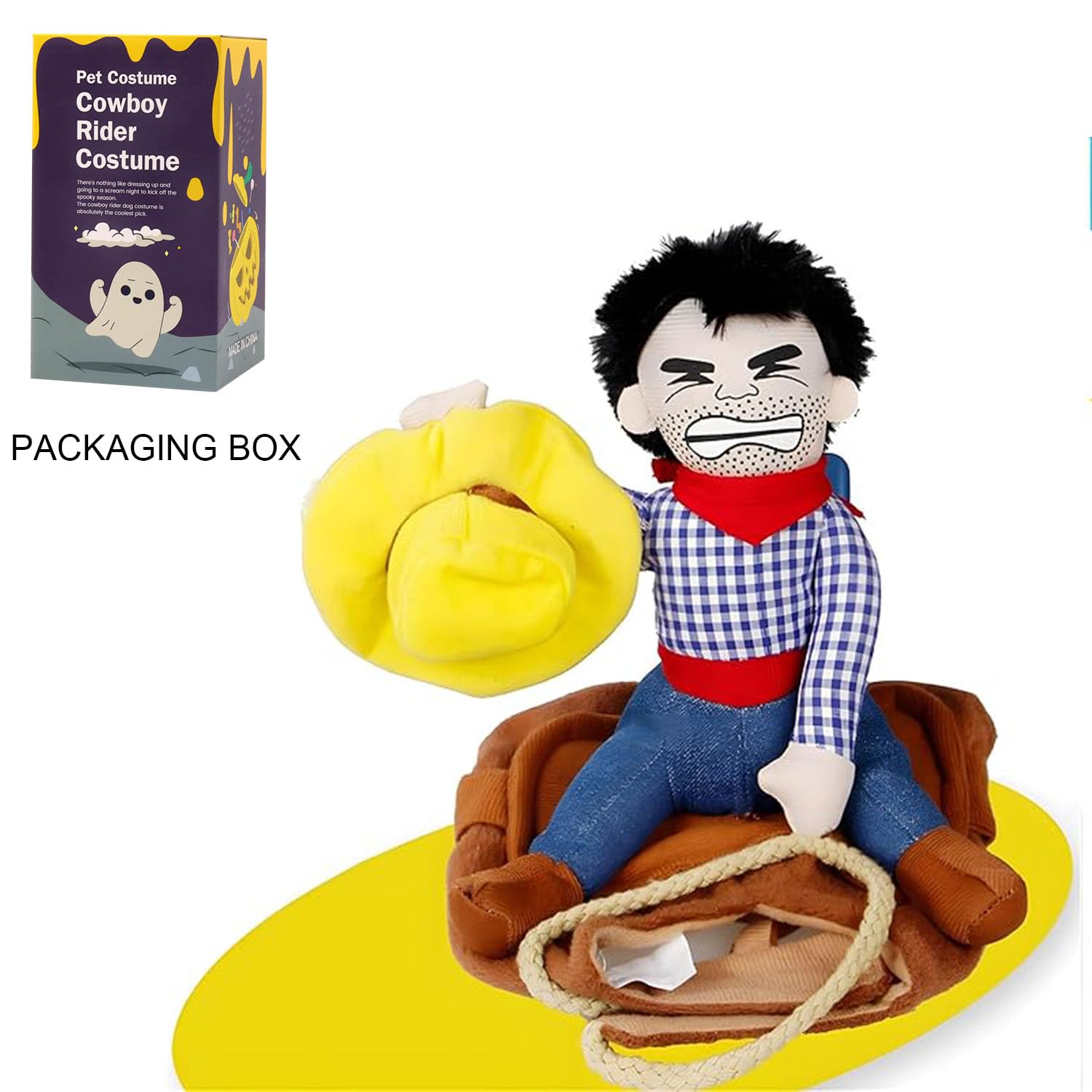 Delifur Dog Halloween Costume Funny Dog Cowboy Riding Costume Pet Costume Cat Suit Cowboy Rider Style For Small Medium Large Dogs (Medium)