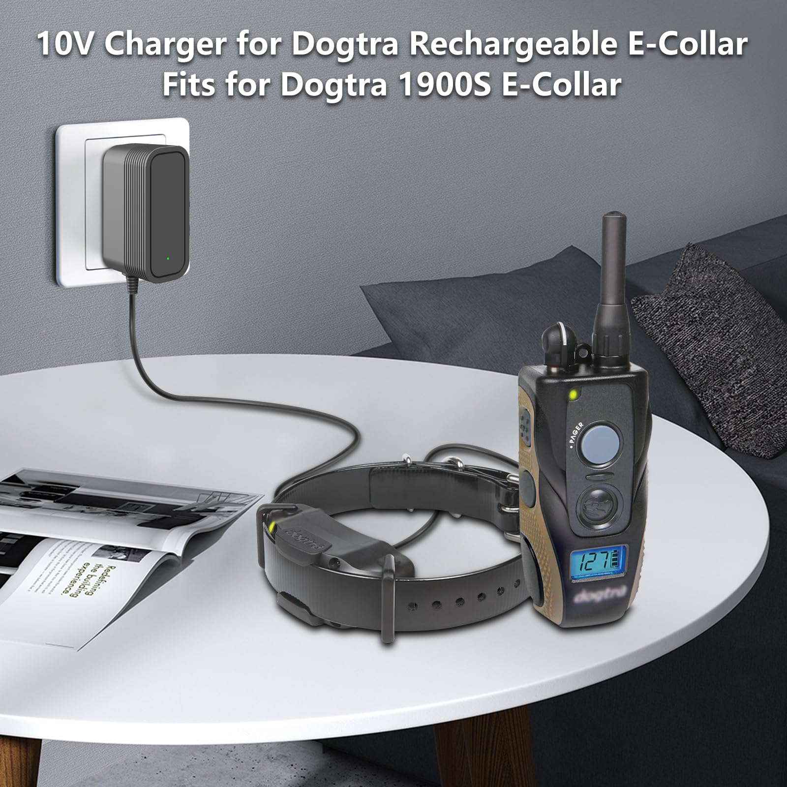10V Charger For Dogtra Rechargeable E-Collar Compatible With Dogtra 1900S 1902S 3502Ncp 2300Ncp 2500T&B 3500Ncp Remote Training