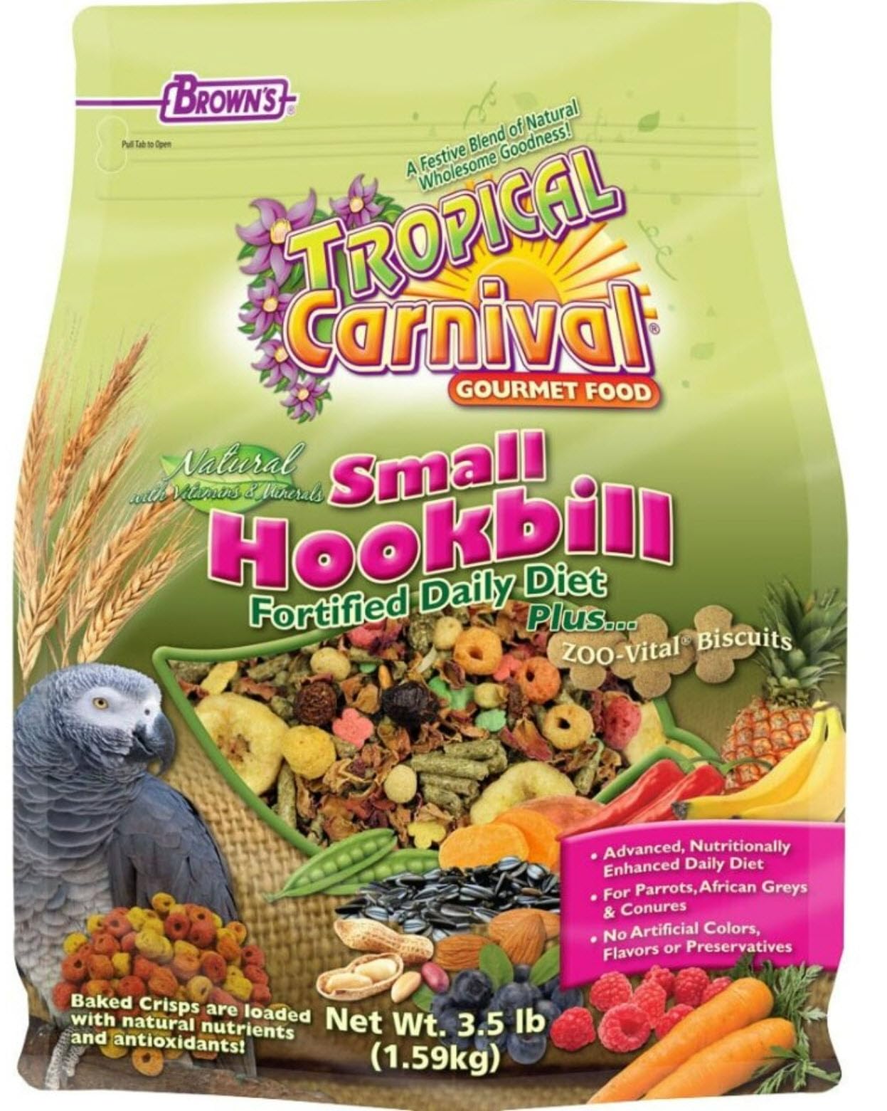 F.M. BrownS Tropical Carnival Natural Small Hookbill Food, 3.5-Lb Bag - Vitamin-Nutrient Fortified Daily Diet For Parrots, Afri