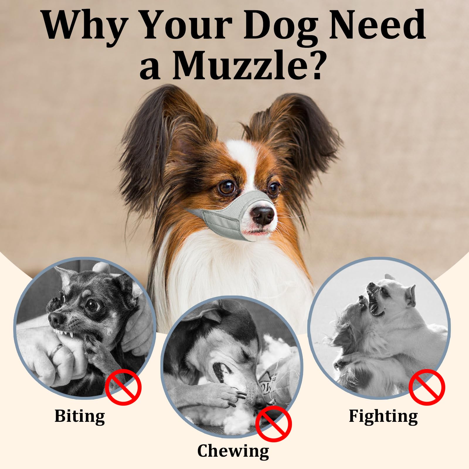 Mayerzon Short Snout Dog Muzzle, Small Muzzle For Chihuahua Shih Tzu American Bully Boxer Puppy, Soft Fabric Mouth Cover For Gro