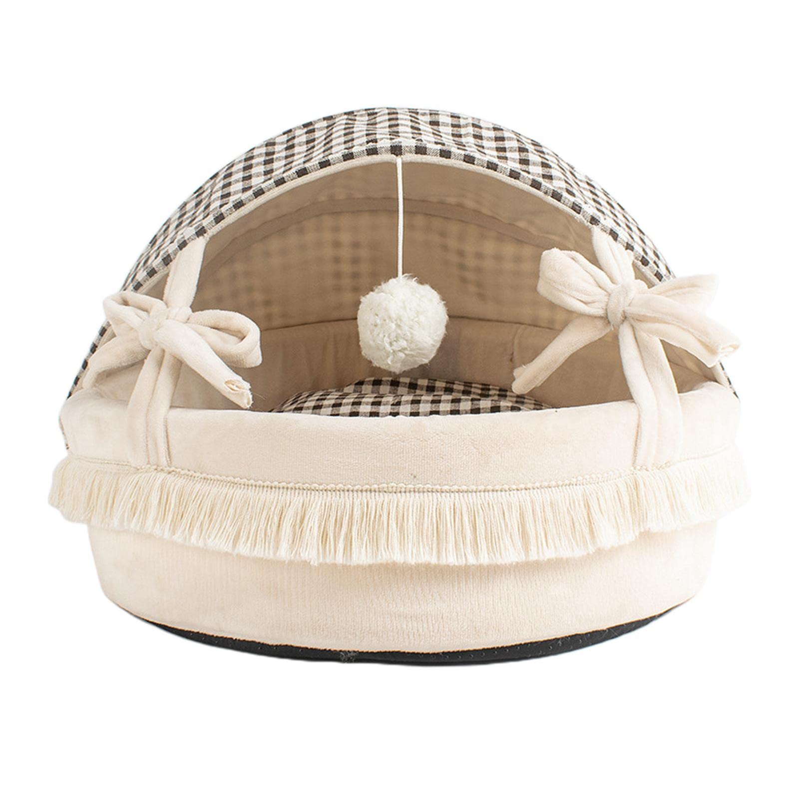 MYADDICTION Pet Bed Sleeping Bed with Foldable Cover Soft Plush Pet Nest Bed for Rabbits