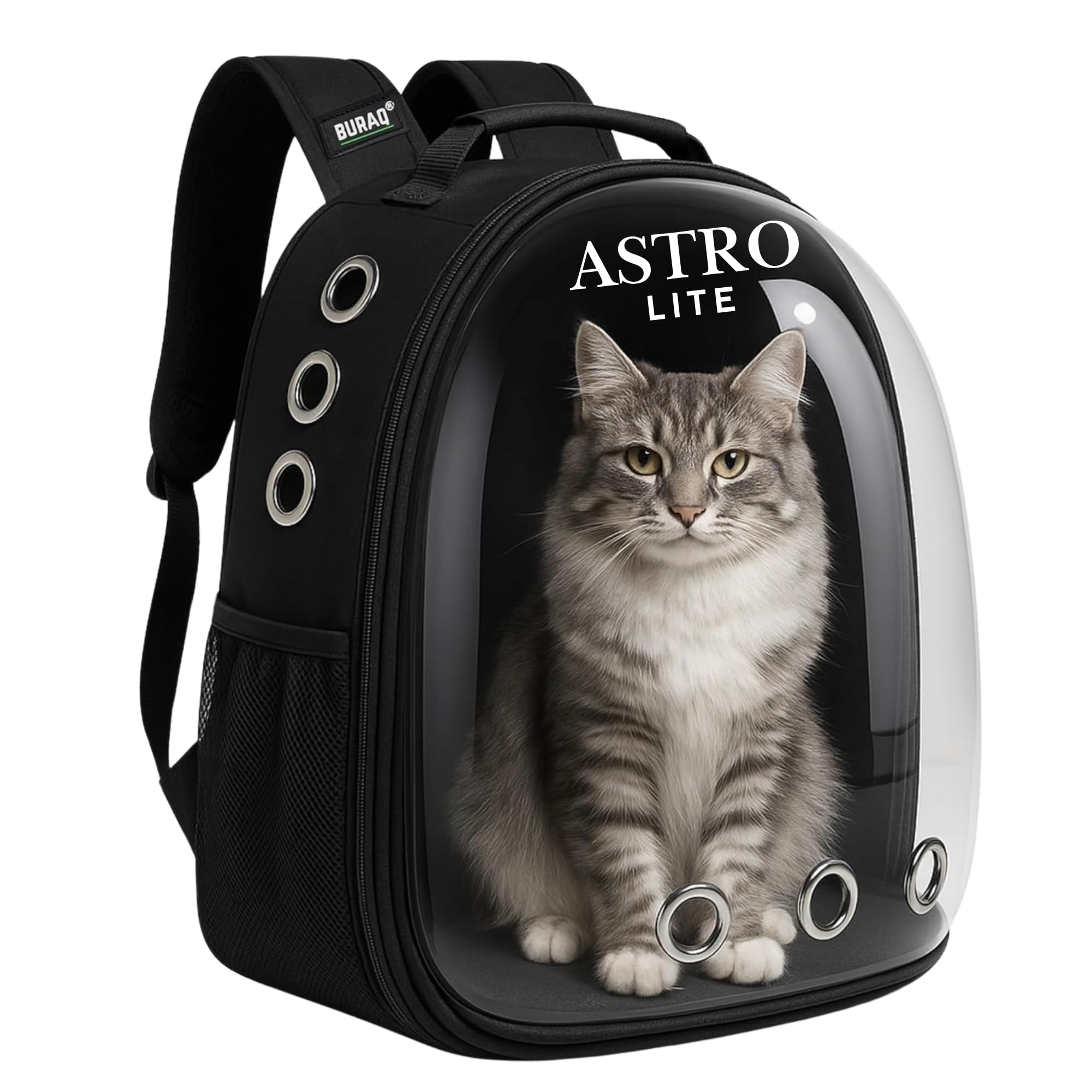 Buraq Astronaut Space Transparent Capsule Air Breathable Airline Approved Transparent Carrier Backpack With Nylon Collor For Tra