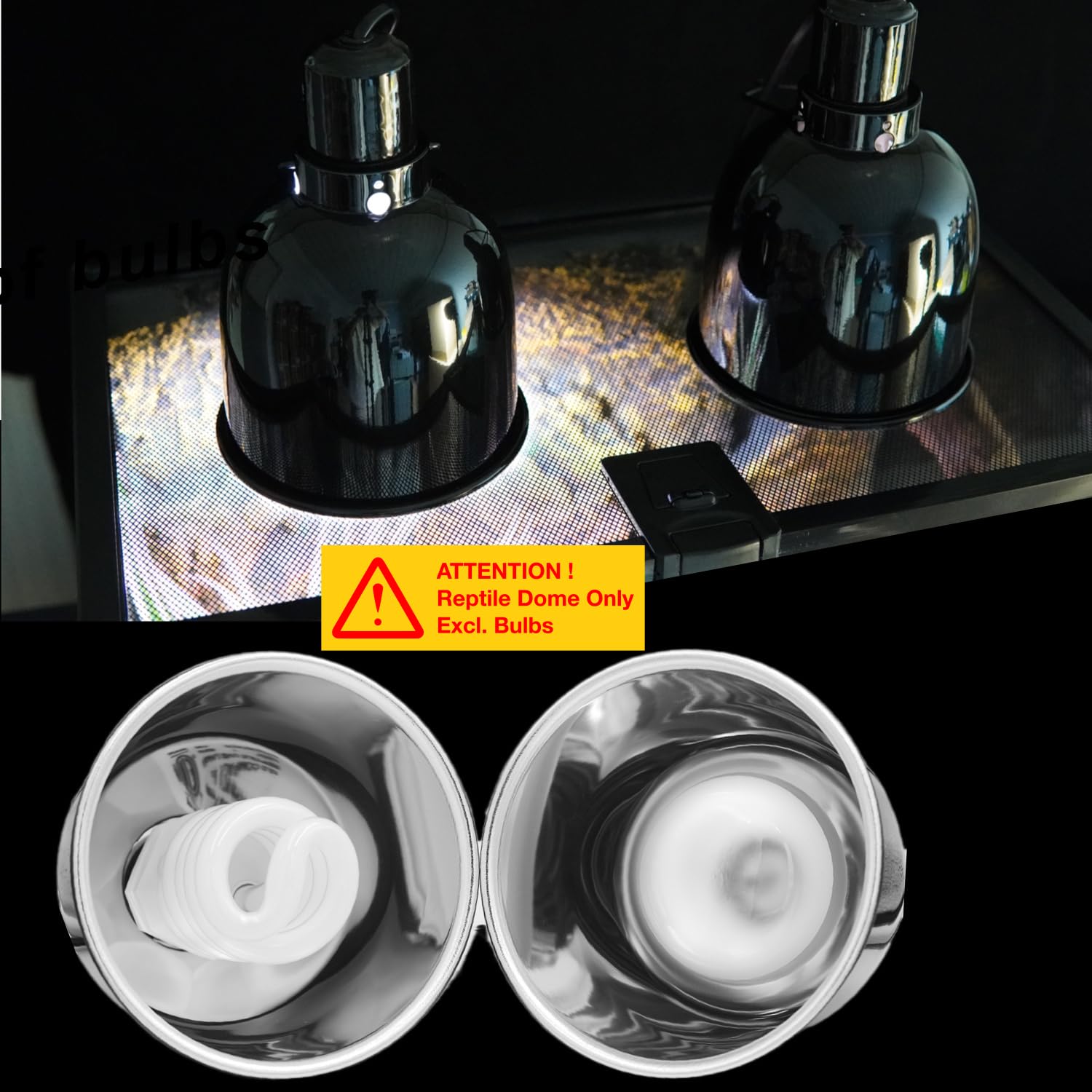 ReptiKing Reptile Light Fixture, 2-Pack 5.5'' Deep Dome for Reptile Light/Heat Lamp/UVB Light, 5.5 Inch Light Reflector Dome