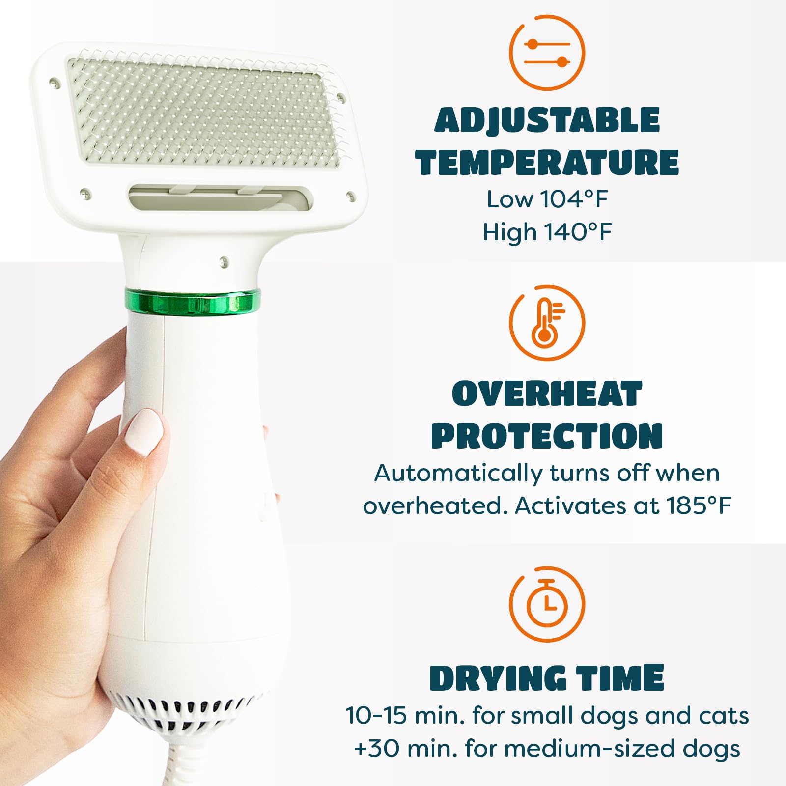 2-In-1 Dog Hair Dryer With Slicker Brush For Small-Sized Dogs And Cats | Pet Hair Dryer | Dog Blow Dryer | 300 Watts, 75-85 Db,