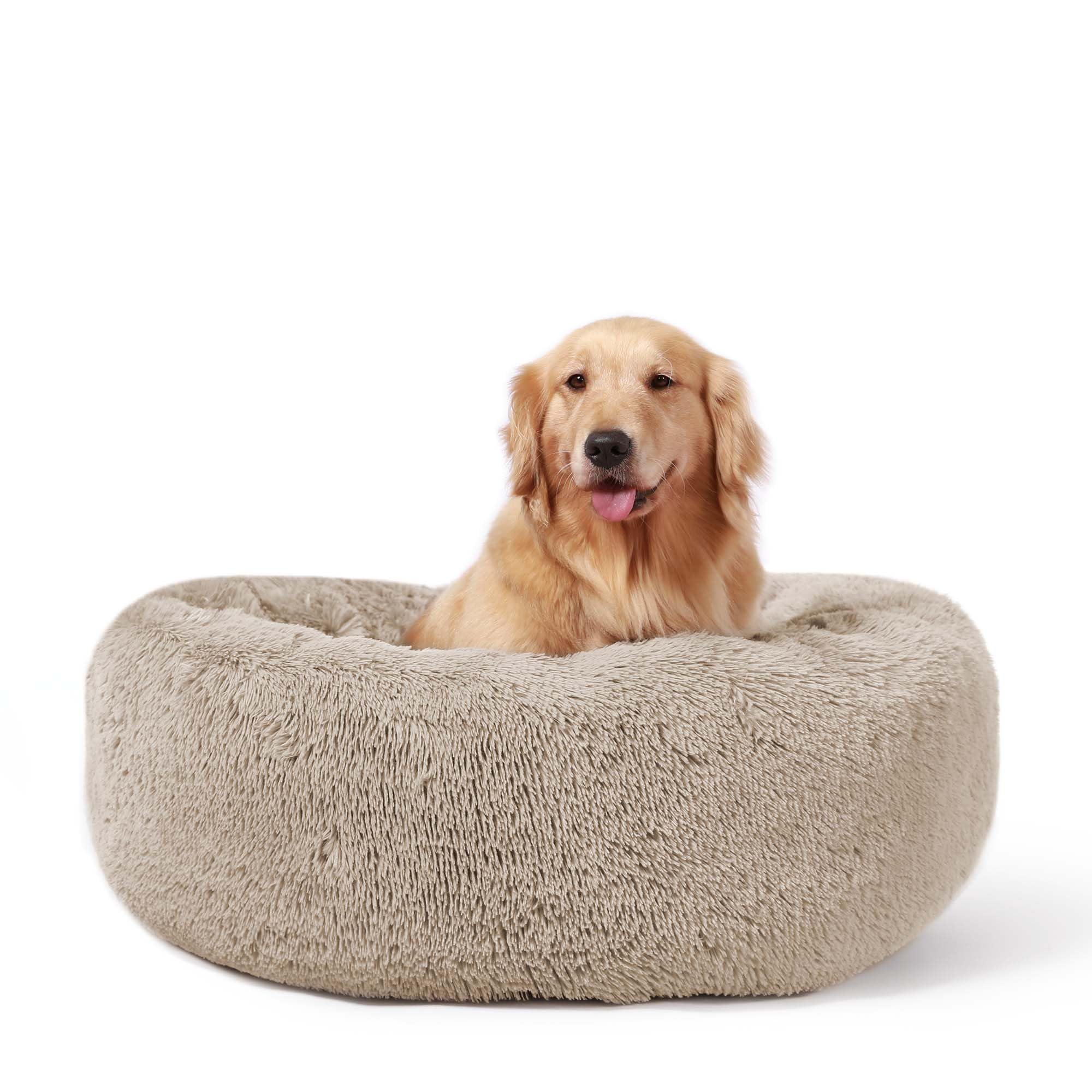 Hachikitty Calming Donut Cuddler Dog Bed, Indoor Puppy Beds For Large Dogs, Xlarge 36''