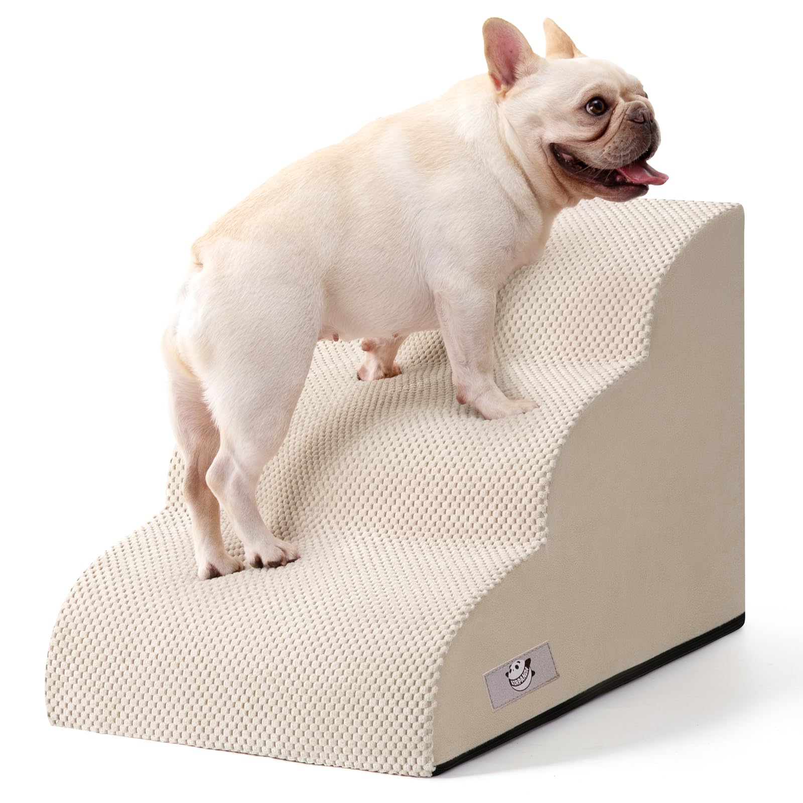 Airpanda Dog Stairs for Small Dogs and Cats - 3 Step Pet Ramp for Couch & Sofa, Non-Slip Dog Steps for Pets, Washable Cover, Hig