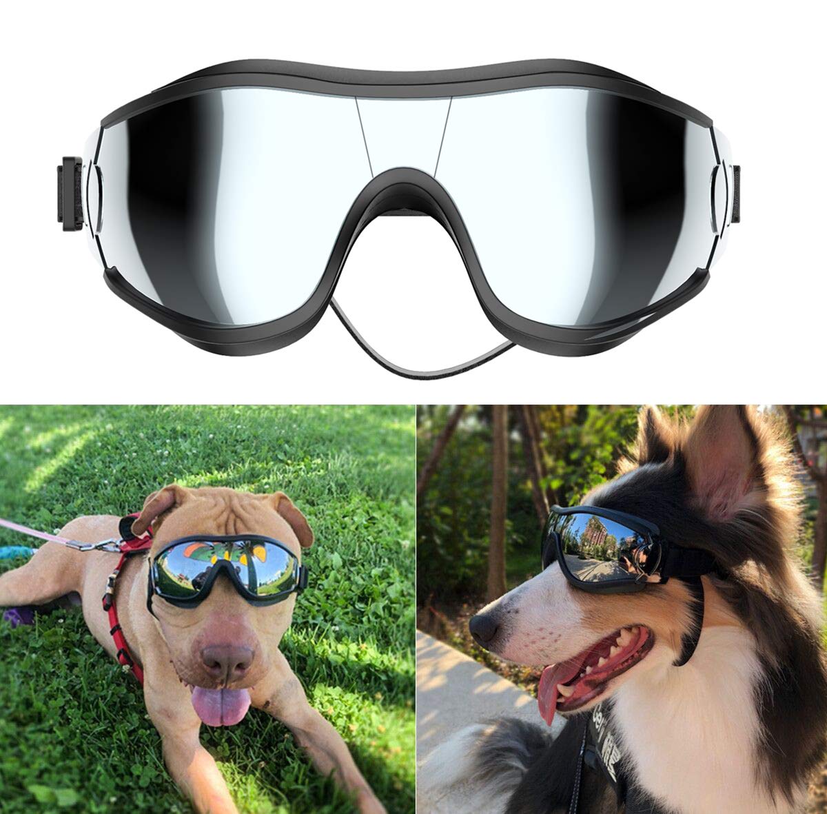 Nvted Dog Sunglasses/Goggles, Uv/Wind/Dust/Fog Protection Pet Glasses Eye Wear With Adjustable Strap For Medium Or Large Dog (Pack Of 1)