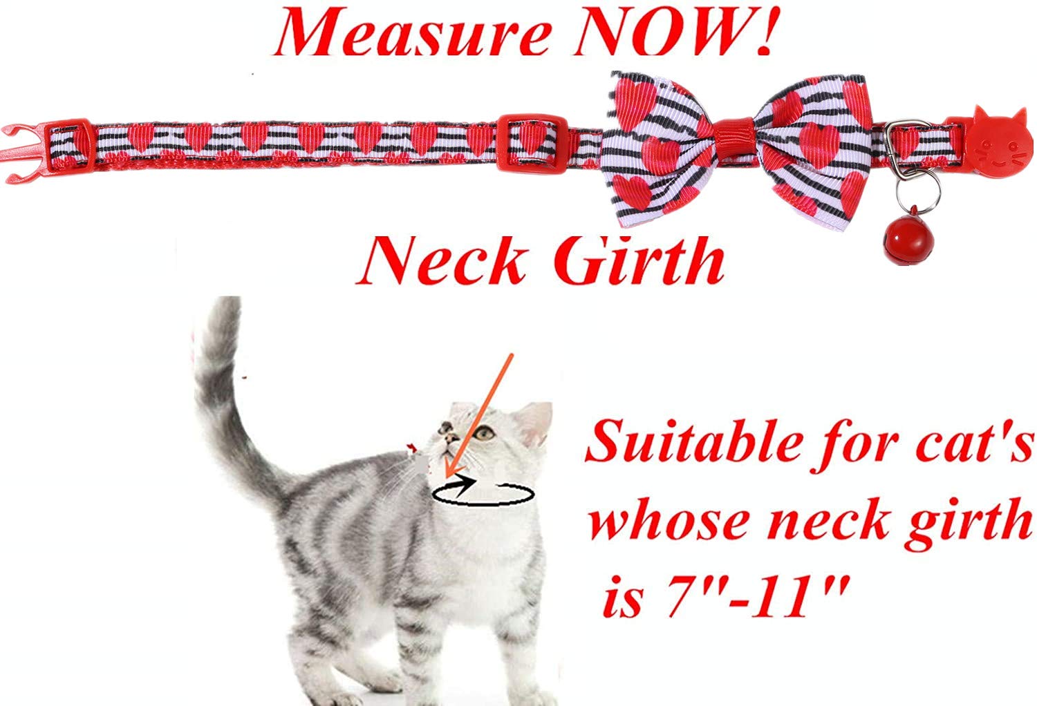 Boombone 2 Pack Valentines Cat Collar,Puppy Collar With Bell