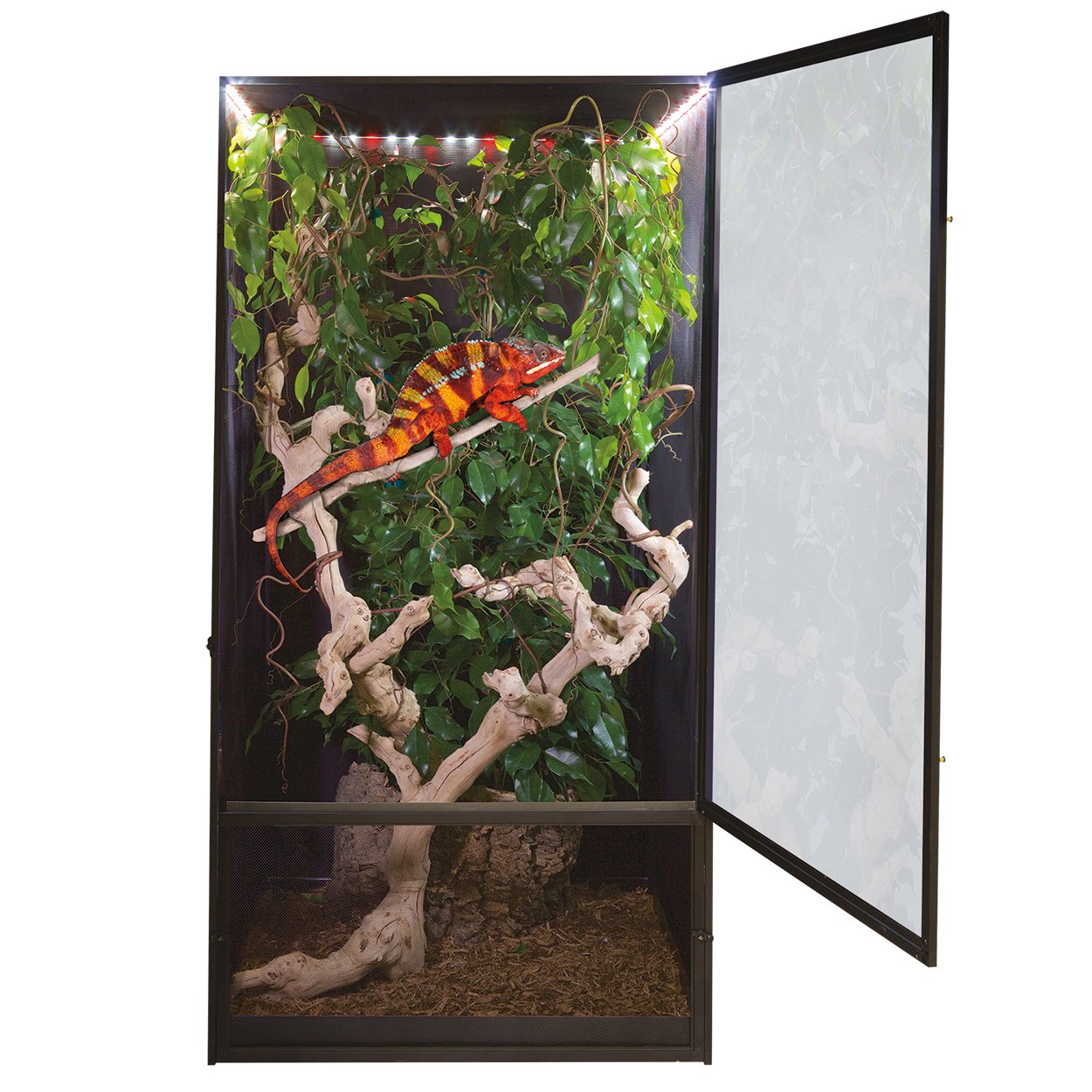 Zoo Med ReptiBreeze LED Deluxe Open Air Aluminum Screen Cage - X-Large (24L x 24W x 48H)