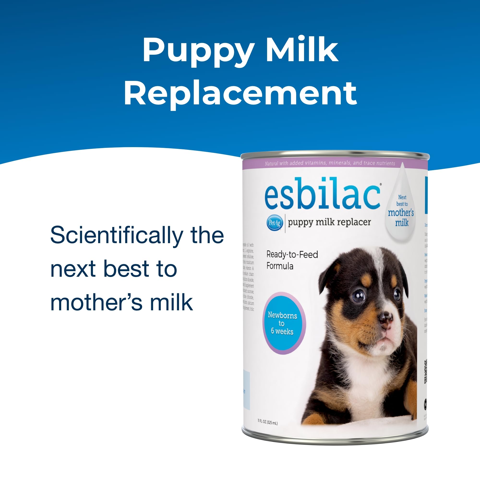 Pet-Ag Esbilac Puppy Milk Replacer Liquid - 11 oz, Pack of 6 - Ready-to-Feed Puppy Formula with Vitamins for Puppies Newborn to