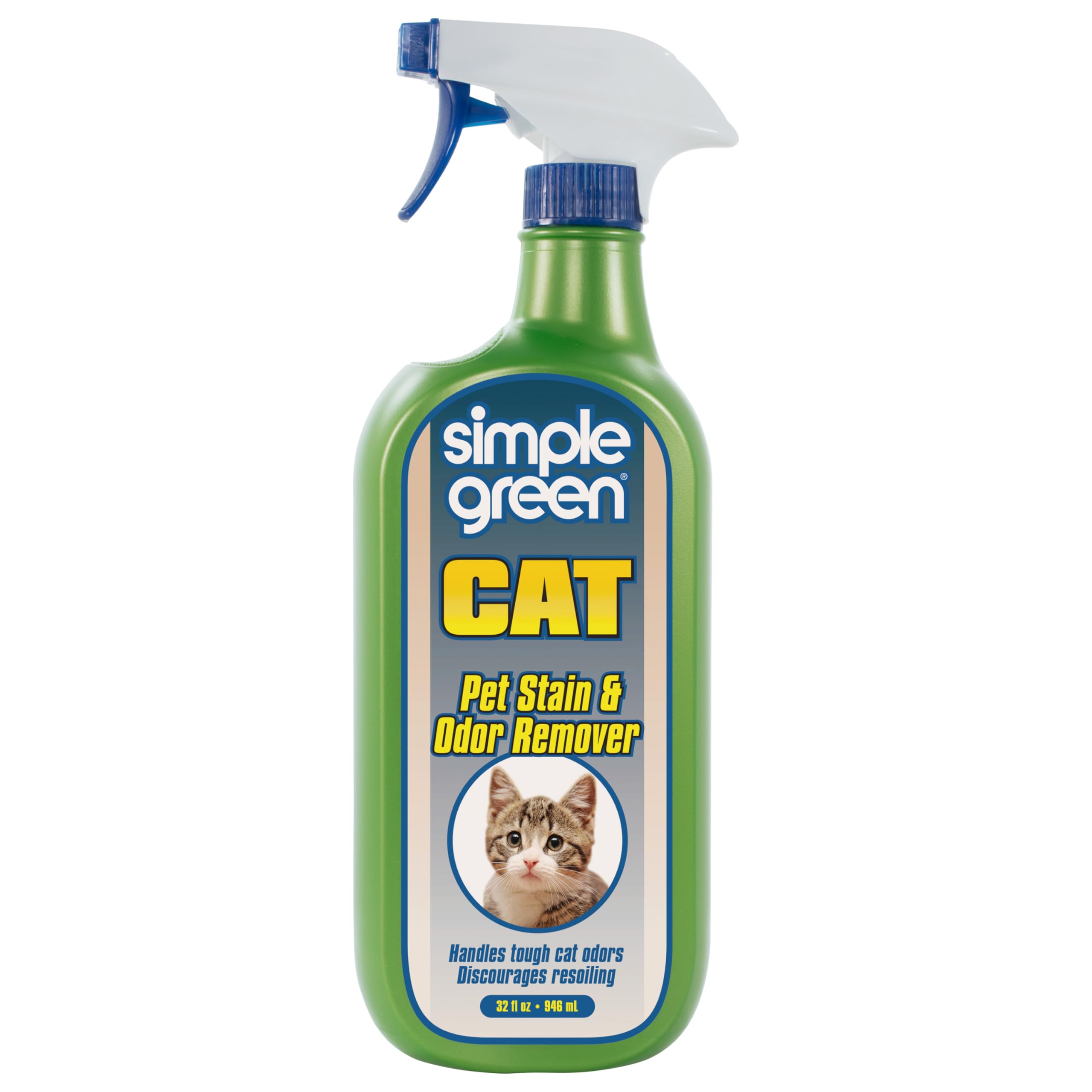 Simple Green Cat Stain & Odor Remover - Enzyme Cleaner for Urine, Feces, Blood, Vomit - 32oz Milky White