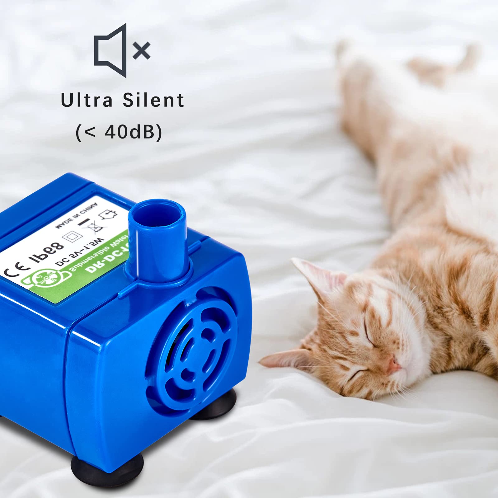 Monsin Cat Water Fountain Pump Replacement DR-DC160, Blue, BPA Free, Ideal for Round and Flower Cap Fountains