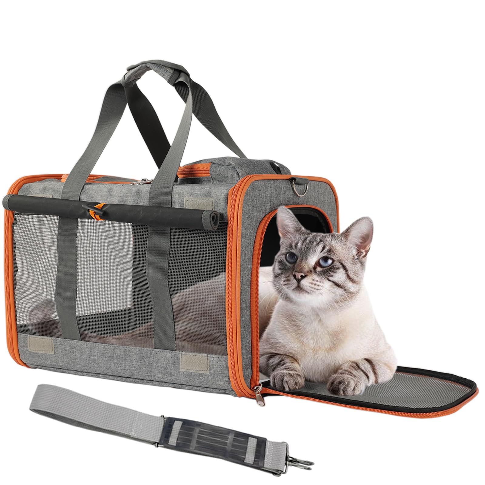 Patazone Grey Cats Carrier Bag For Pets,Small Dog Carriers Soft Sided Bags For Medium Cats Puppies,Large Pocket,Breathable,Sunsh
