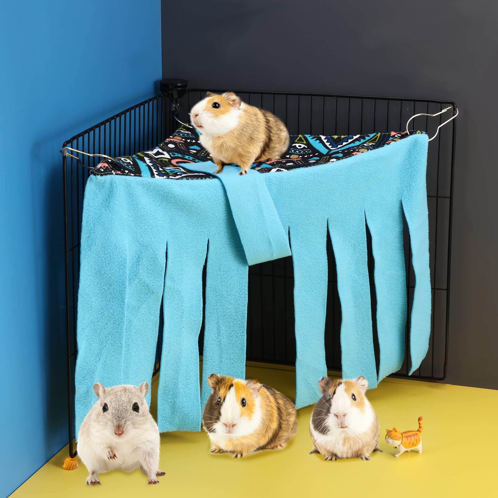2 Pieces Guinea Pig Hideout Small Animal Corner Fleece Hideaway Cute Ferret Hammock And Sleeping Bed For Ferrets Chinchillas Small Pets (Dots Pattern)
