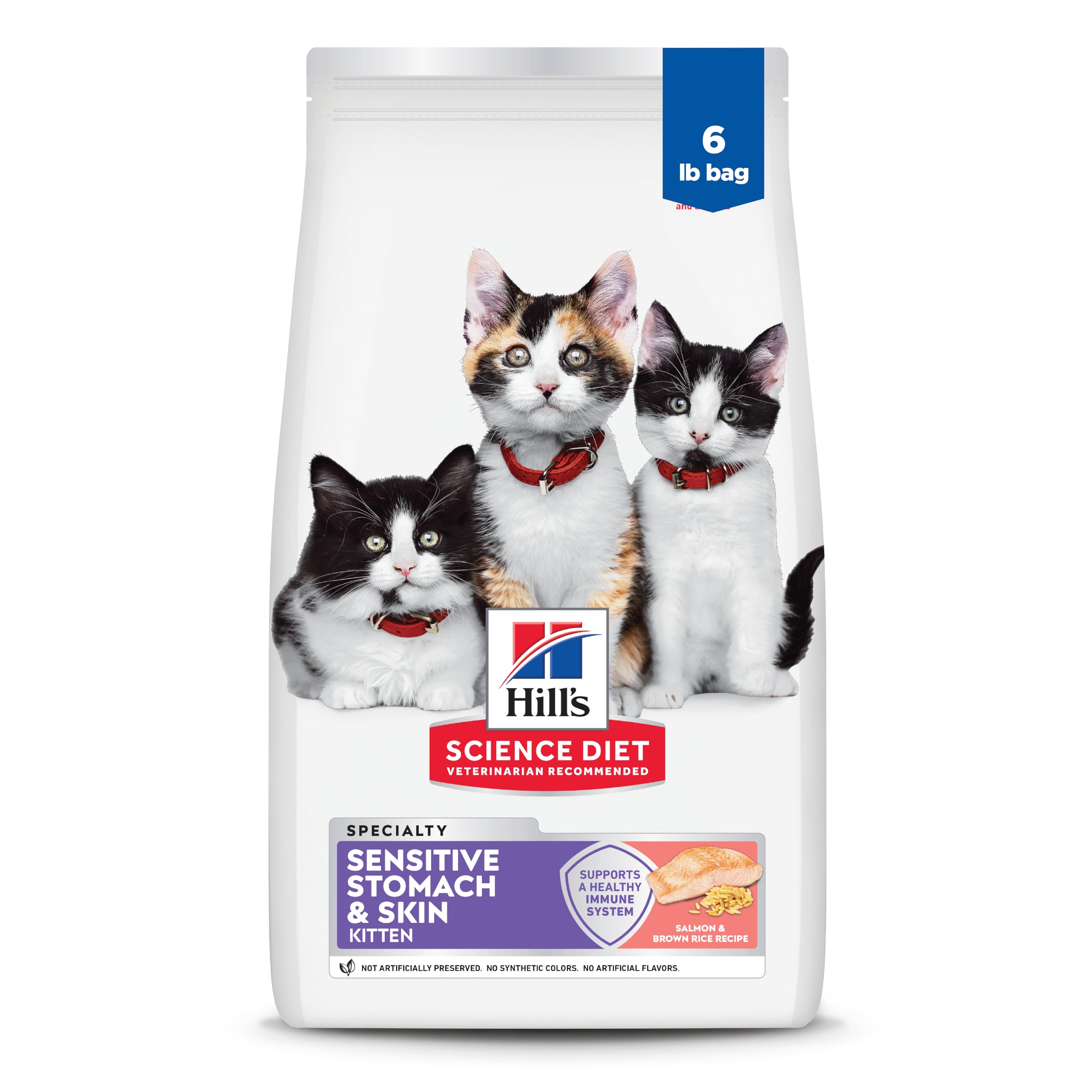 Hills Science Diet Sensitive Stomach & Skin, Kitten, Stomach & Skin Sensitivity Support, Dry Cat Food, Salmon & Brown Rice, 6 l