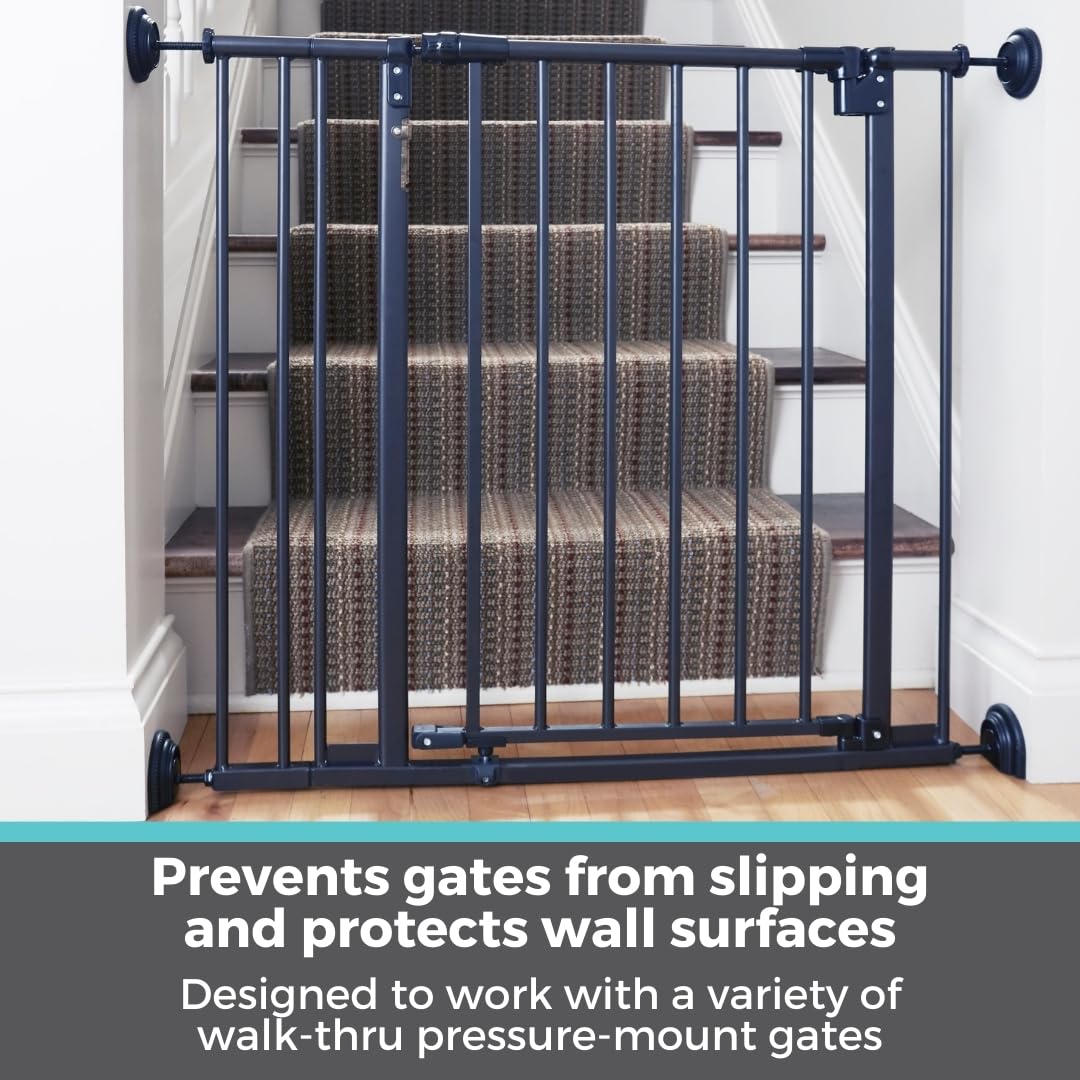 Toddleroo By North States Baby Gate Wall Guards: Provides Extra Safety And Stability For Most Pressure Mounted Baby Gates. Protects Walls From Damage. Pressure Or Hardware Mount. (Pack Of 4, Black)