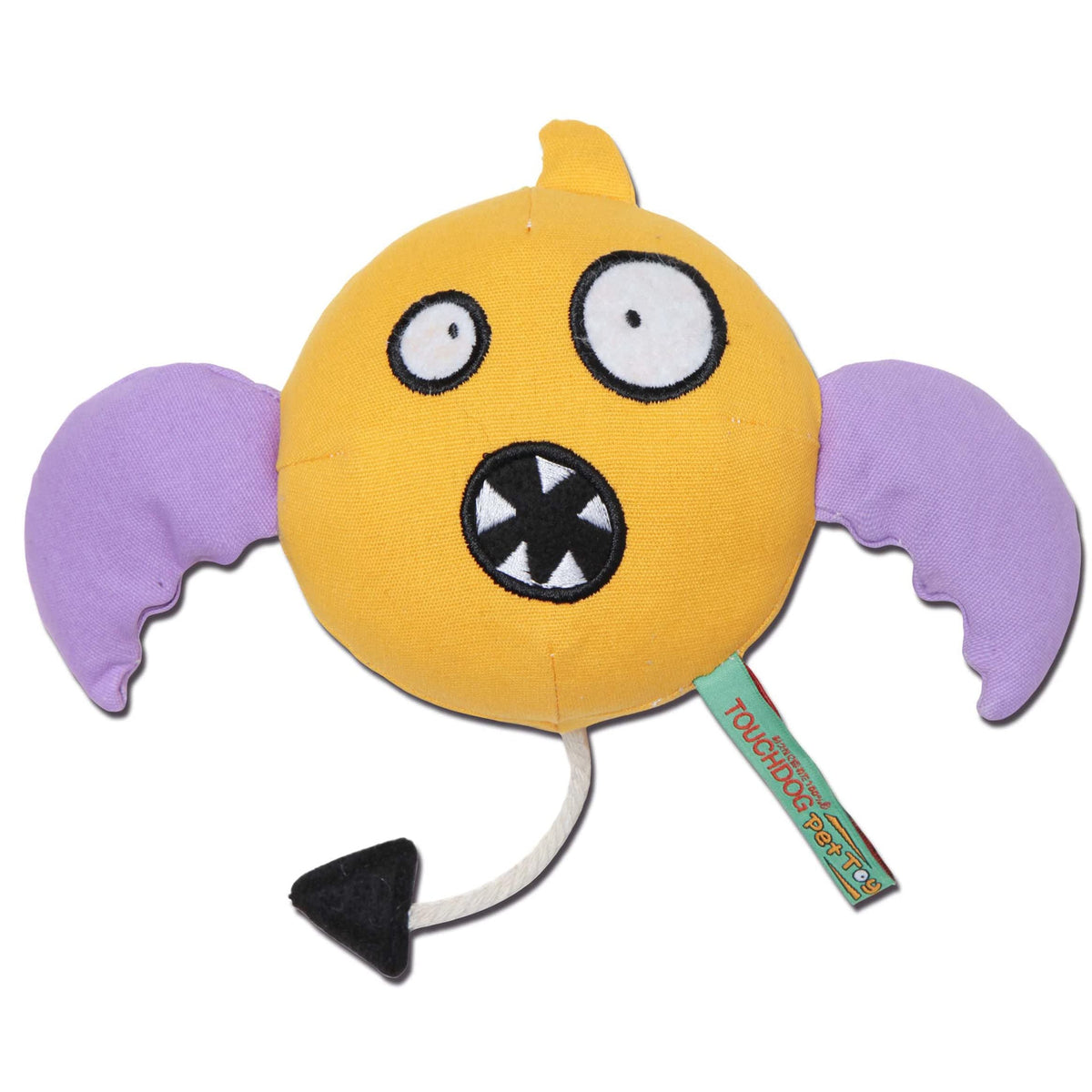 Touchdog Cartoon Flying Critter Monster Plush Dog Toy , One Size, Yellow