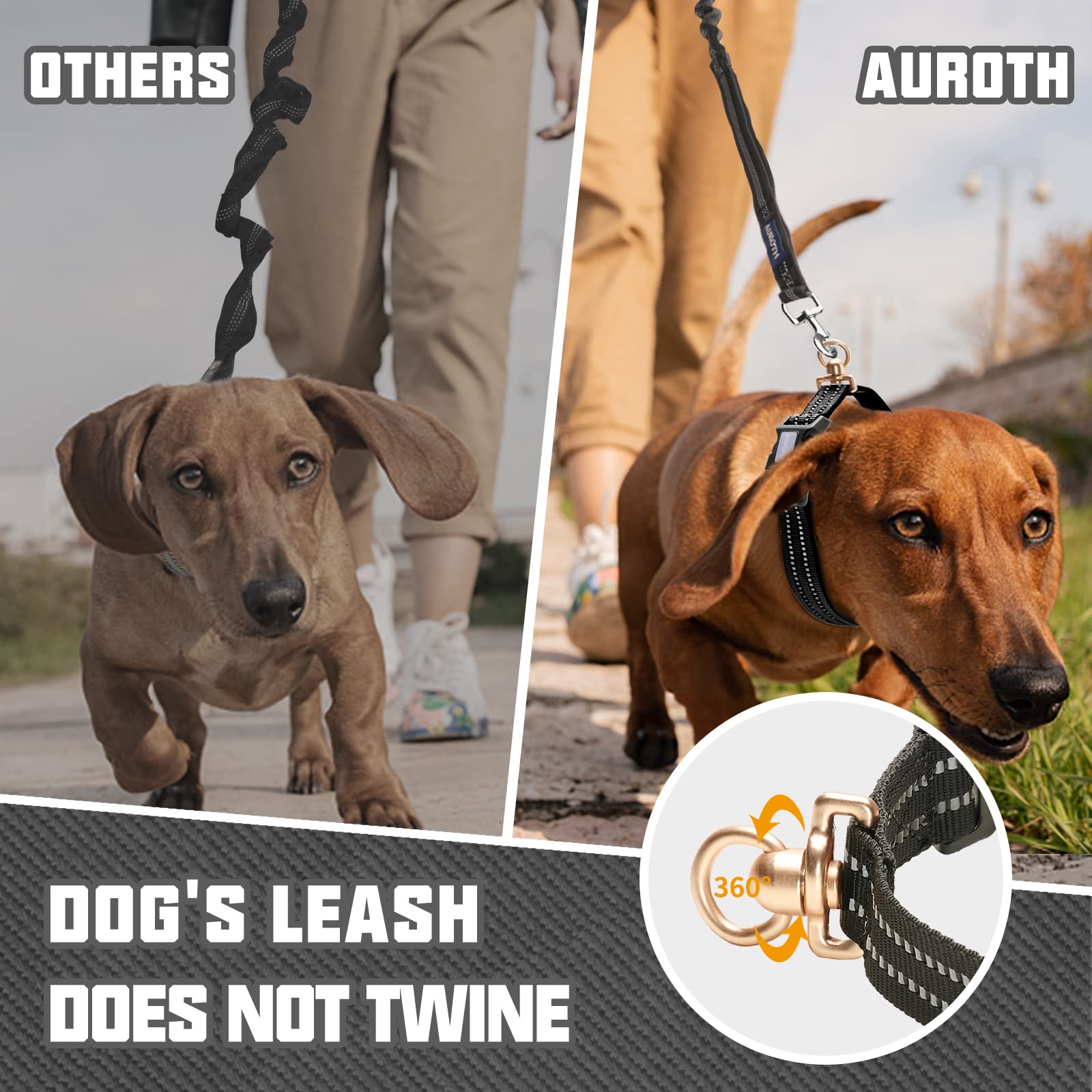 Auroth Dog Collar For Medium Large Dogs, Reflective Dog Collar, Soft Nylon Adjustable Dog Collars With Heavy Duty Metal D Ring Tangle Free (Large:15.7'-27.1', Black)