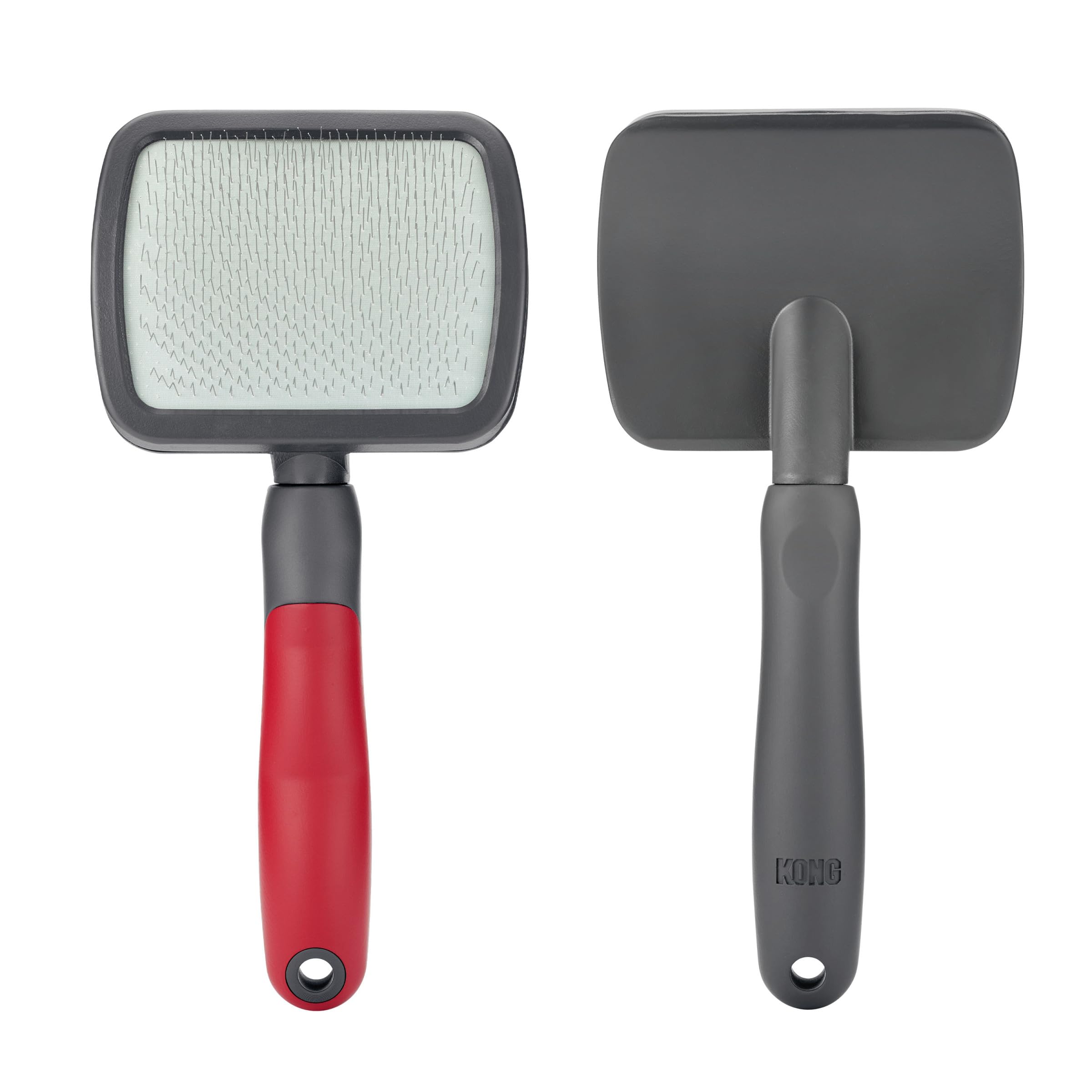 KONG Large Slicker Brush - Removes Loose Hair, Reduces Shedding, Comfortable Non-Slip Grip, Long Metal Pins, for Medium to Large