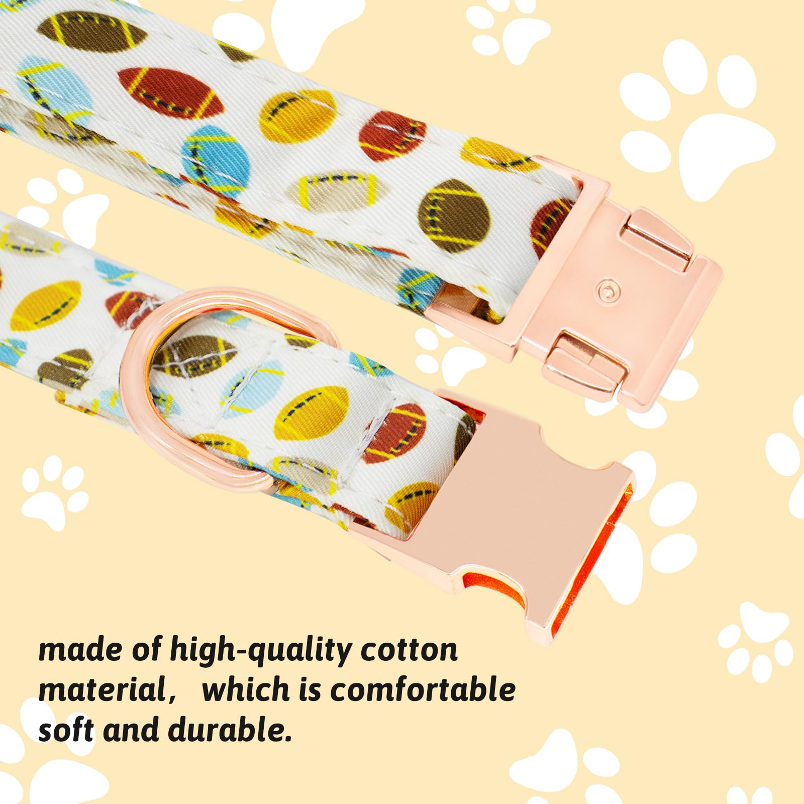 HSIGIO Dog Collar and Leash Set Girls Adjustable Puppy Collars with Floral Bow Tie for Small Medium Large Female Dogs, Rugby, L