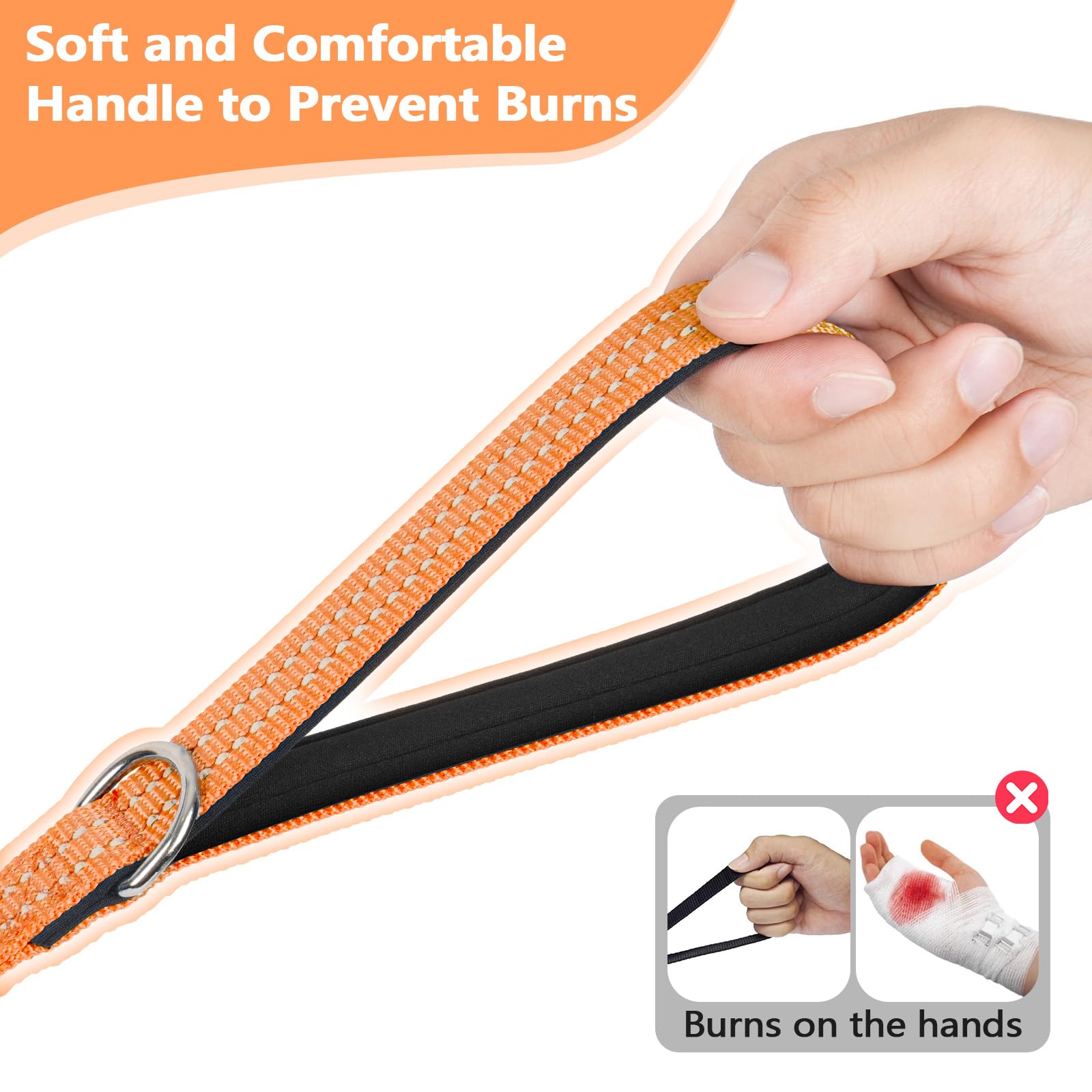 Xiaz 100 Feet Dog Training Leash, Nylon, Orange, Reflective, Padded Handle, 550 Lbs Bearing, Lightweight Suitable For Small, Med