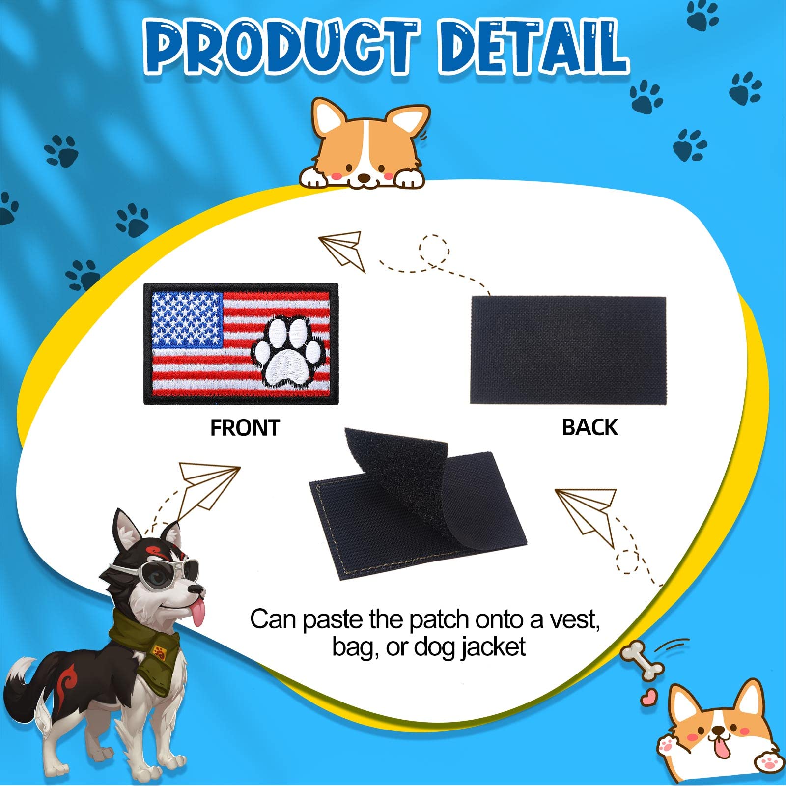 Chunyin 12 Pieces Dog Patches For Service Dog Vest Removable Tactical Harness Service Puppy Embroidered In Training Animal Worki
