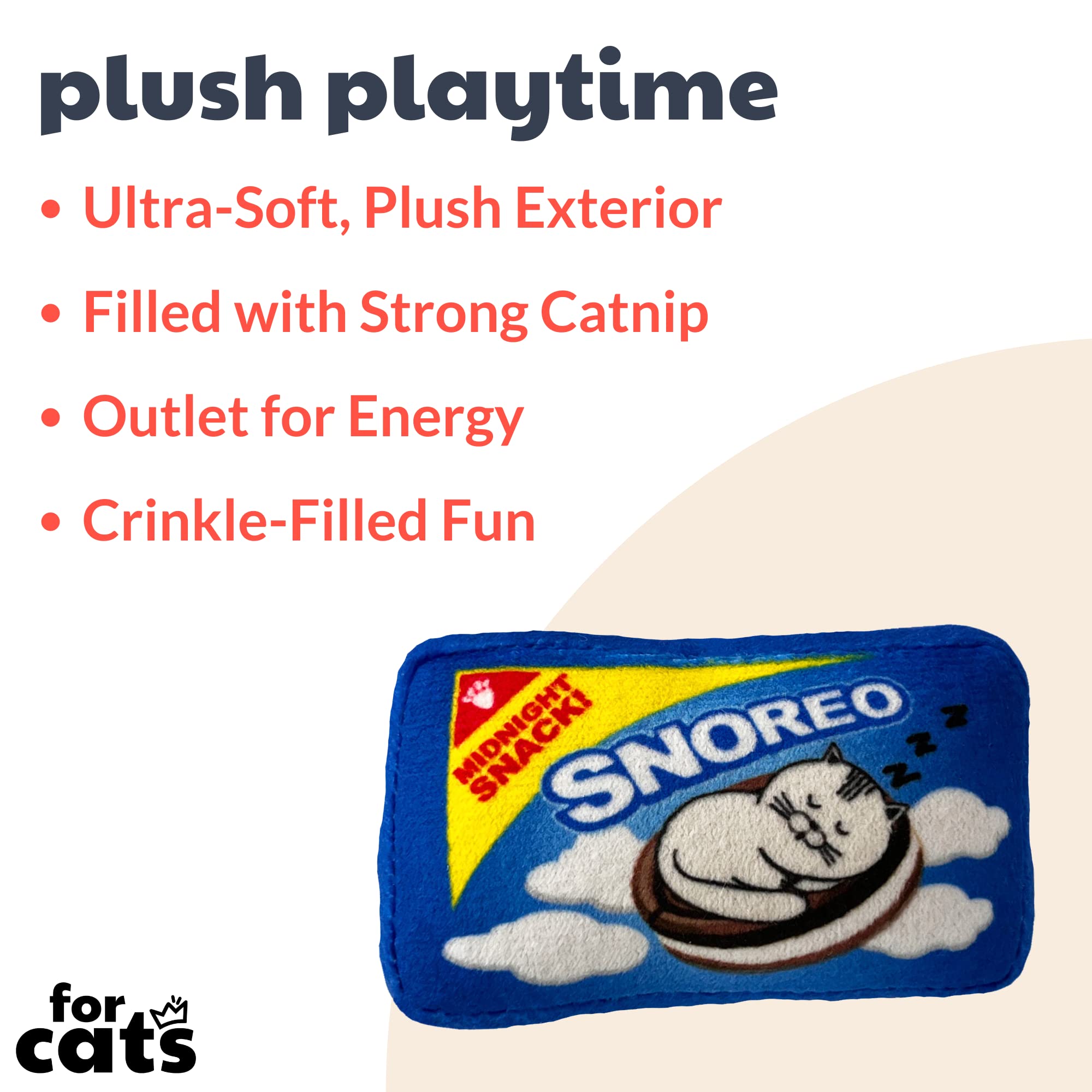 Huxley & Kent Plush Cat Toy | Snoreo Cookies | Snack Attack Strong Catnip Filled Cat Toy | Plush Interactive Kitten And Cat Toy With Catnip And Crinkle | Kittybelles